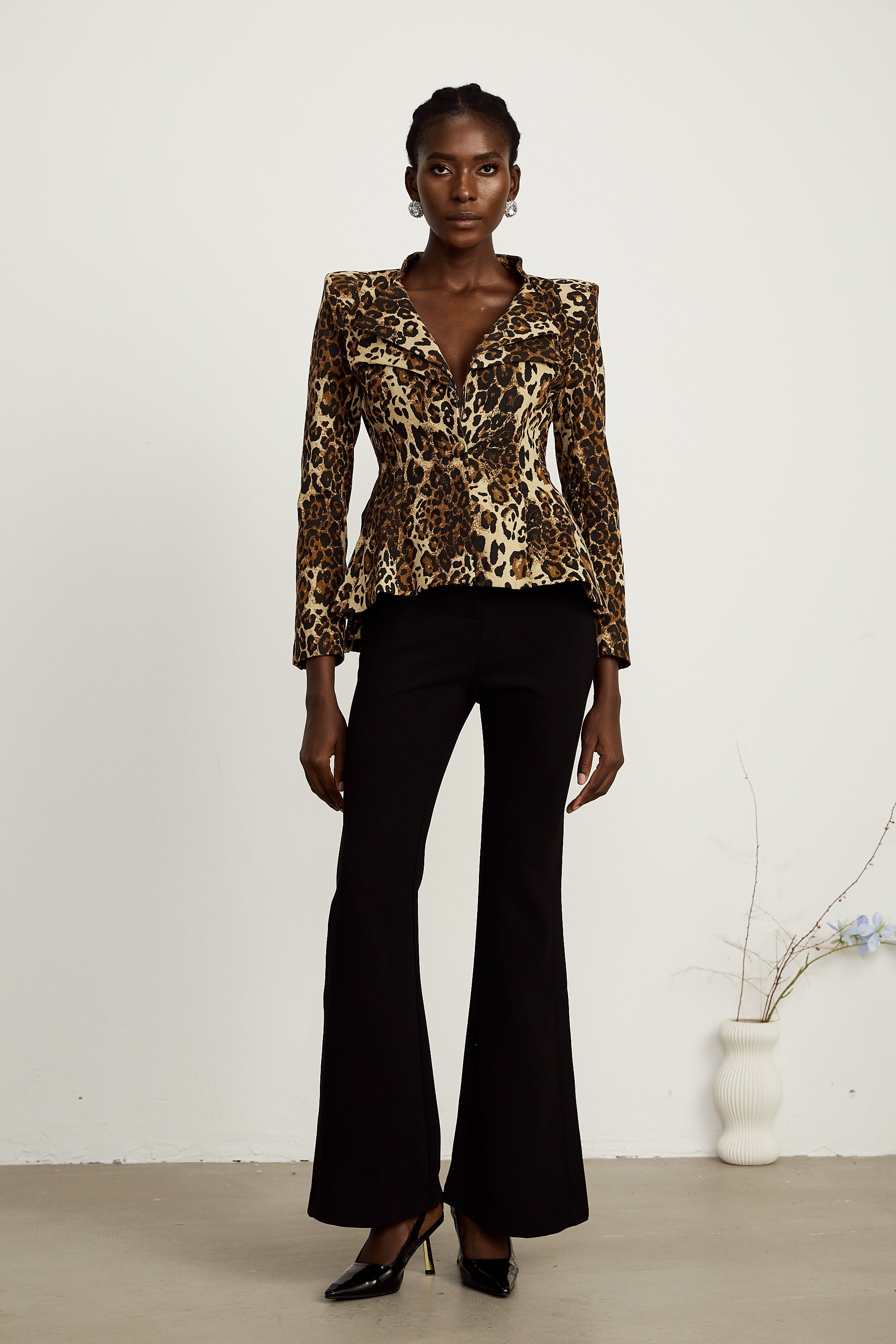Colette leopard-print double-collar jacket
