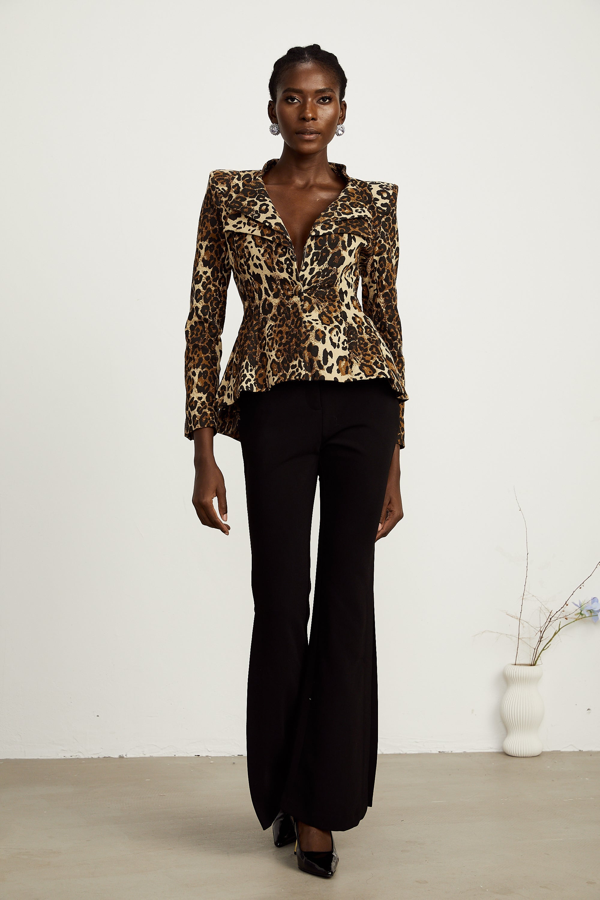 Colette leopard-print double-collar jacket