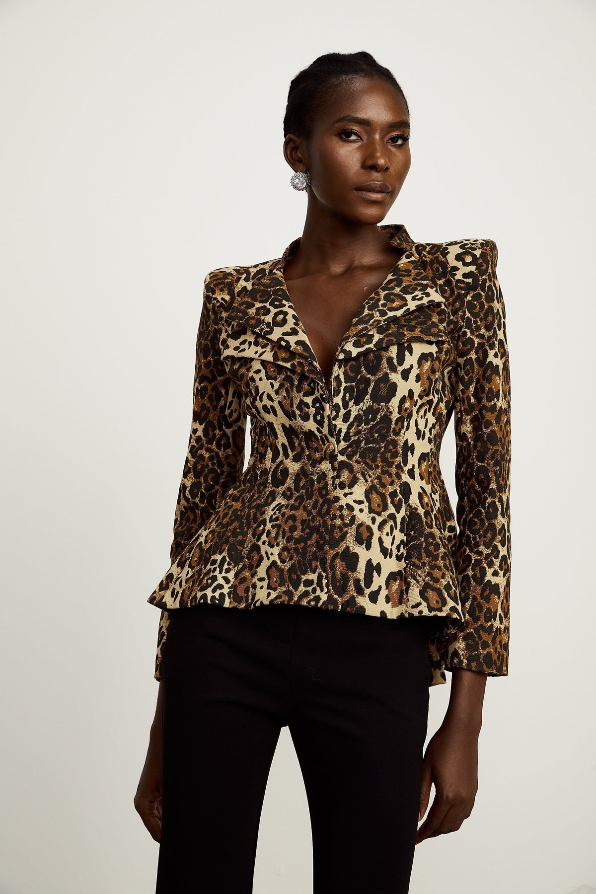Colette leopard-print double-collar jacket