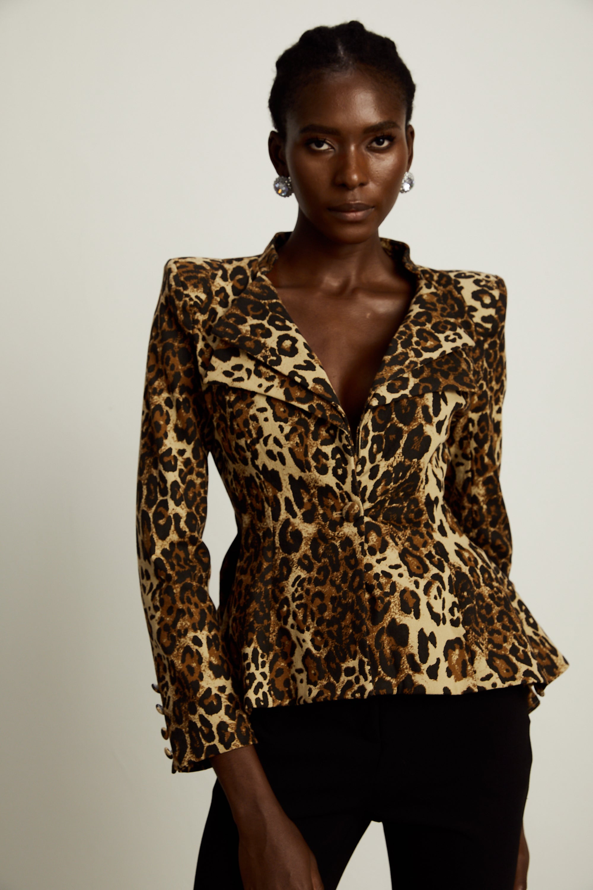 Colette leopard-print double-collar jacket