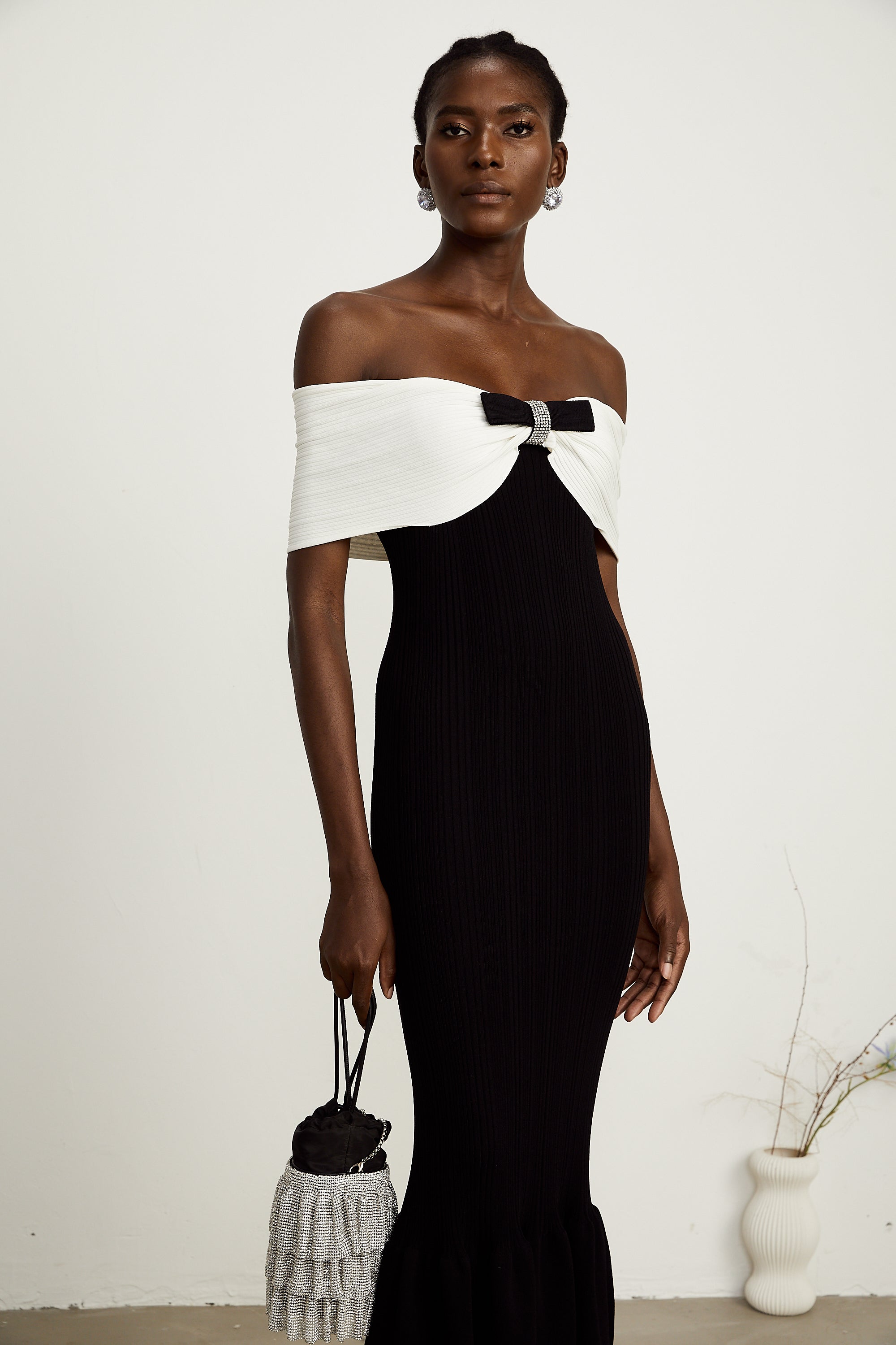 Éliane bow-detail ribbed maxi dress