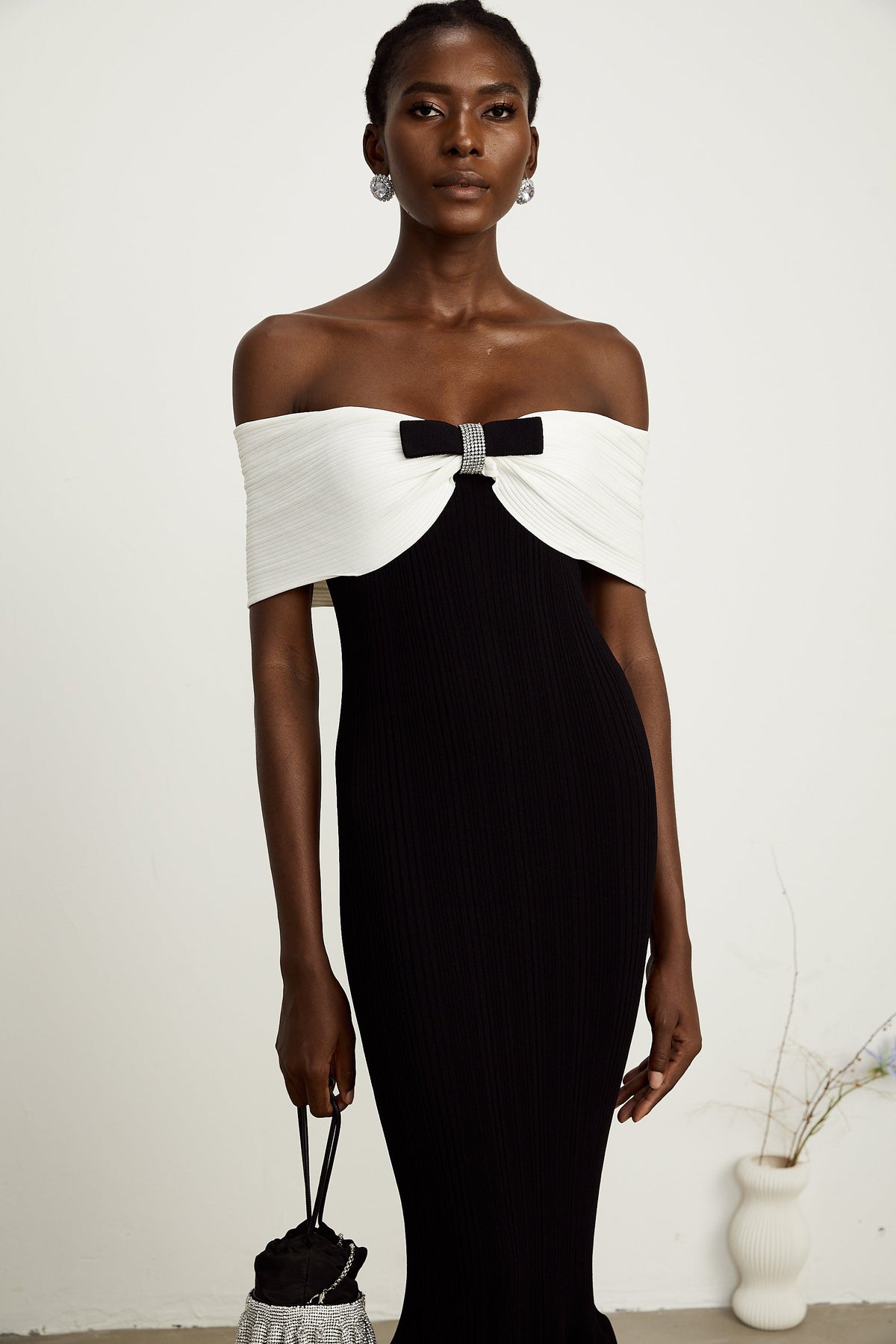 Éliane bow-detail ribbed maxi dress