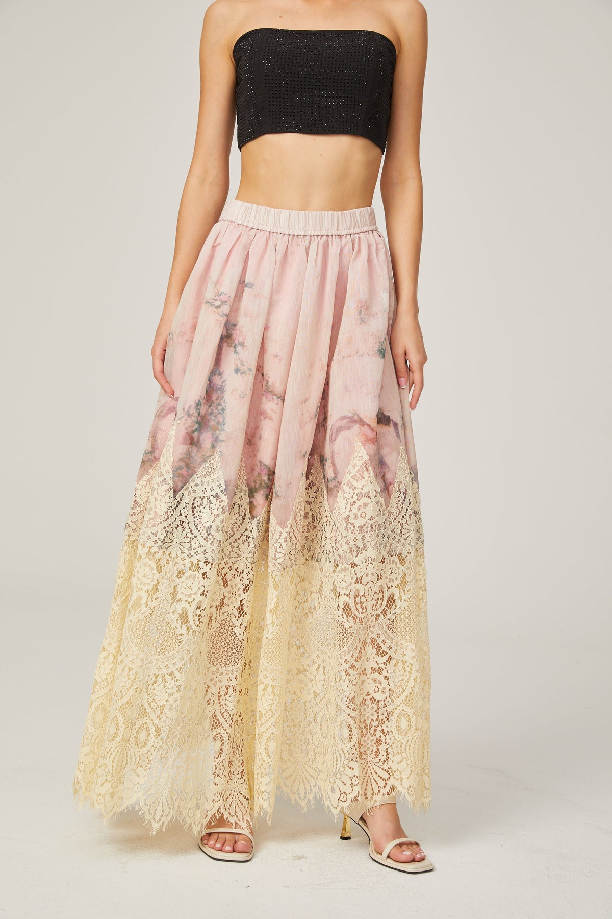 Céline graphic scallop-trim skirt in Neutrals