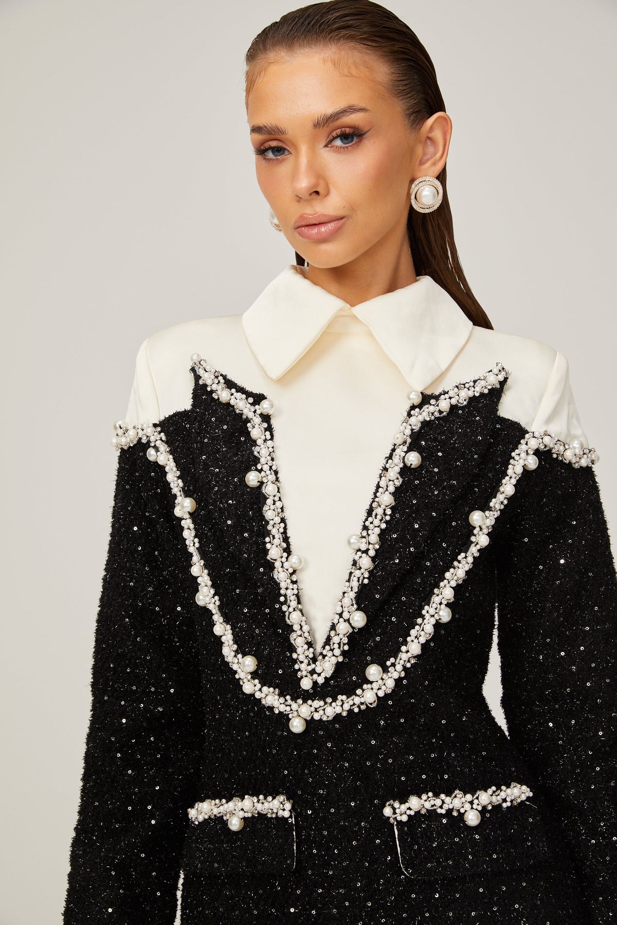 Éléonore faux-pearl tweed mini dress (Final Sale)