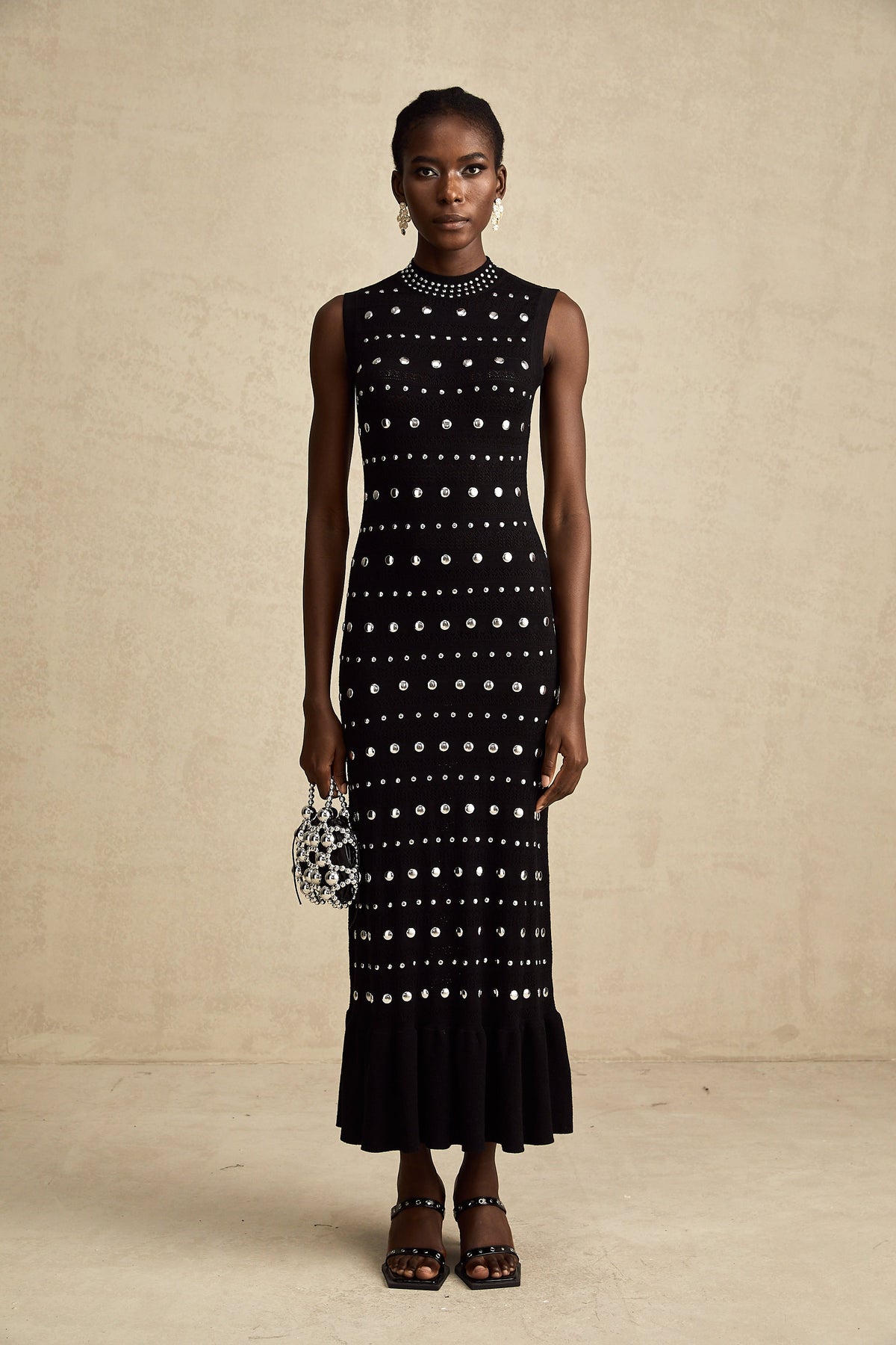 Chloé studded crochet-knit maxi dress in Black