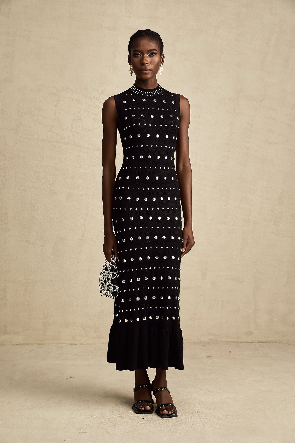 Chloé studded crochet-knit maxi dress in Black