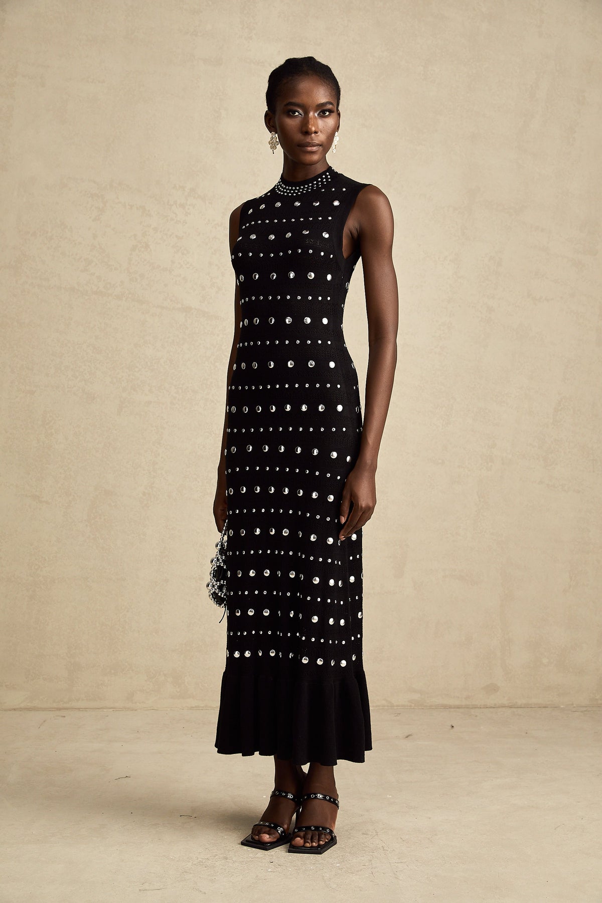 Chloé studded crochet-knit maxi dress in Black