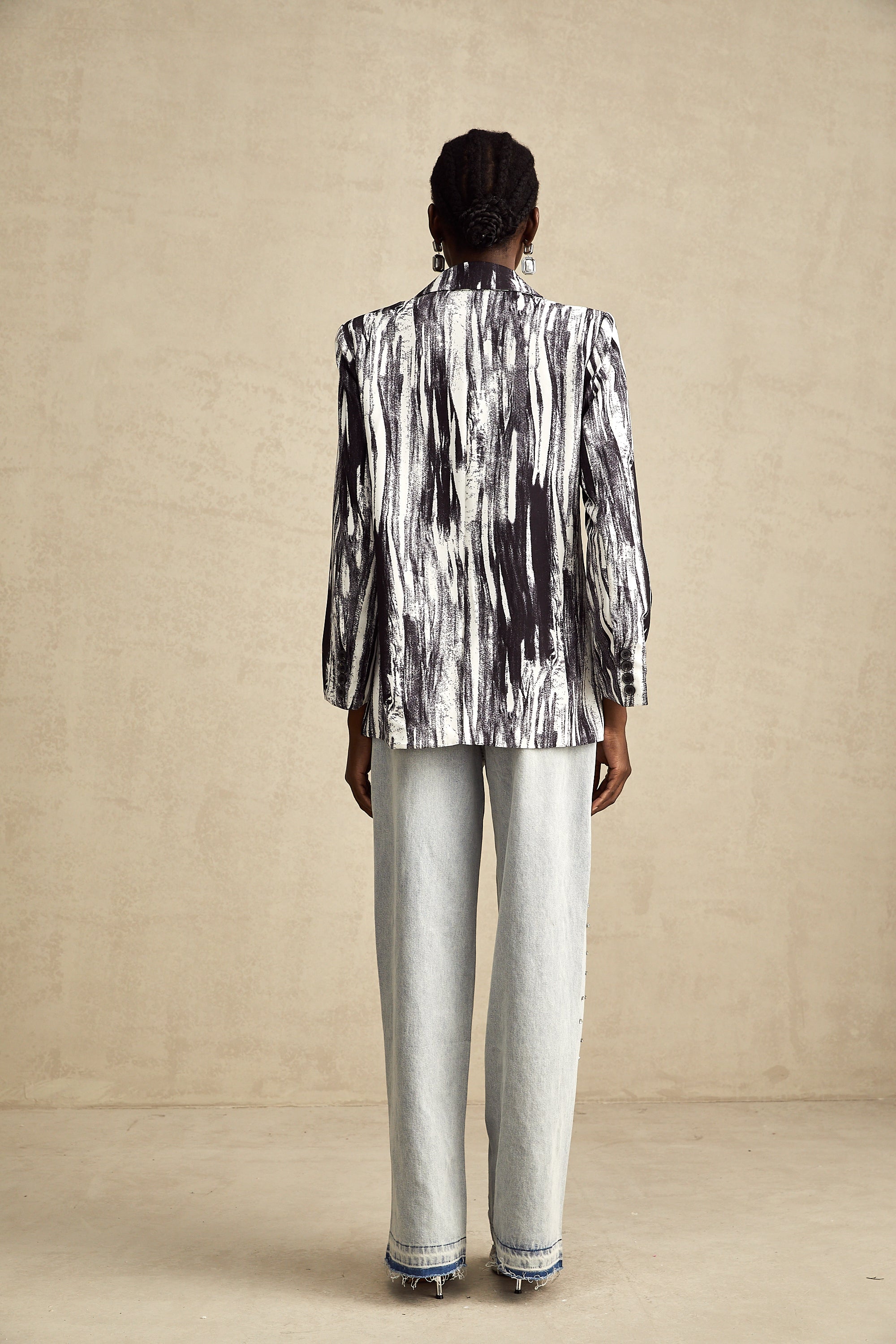 Elise black graffiti-print textured jacket