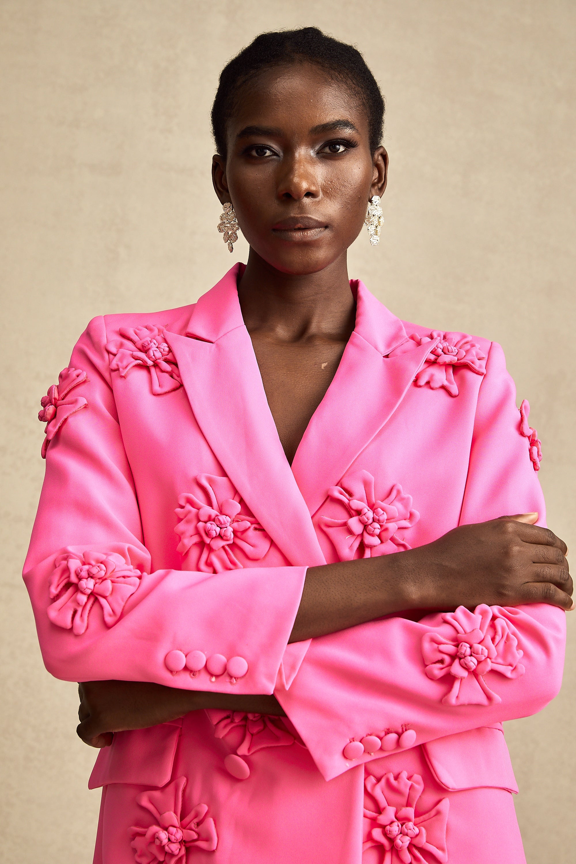 Amélie-Rose pink floral jacket & trousers matching set