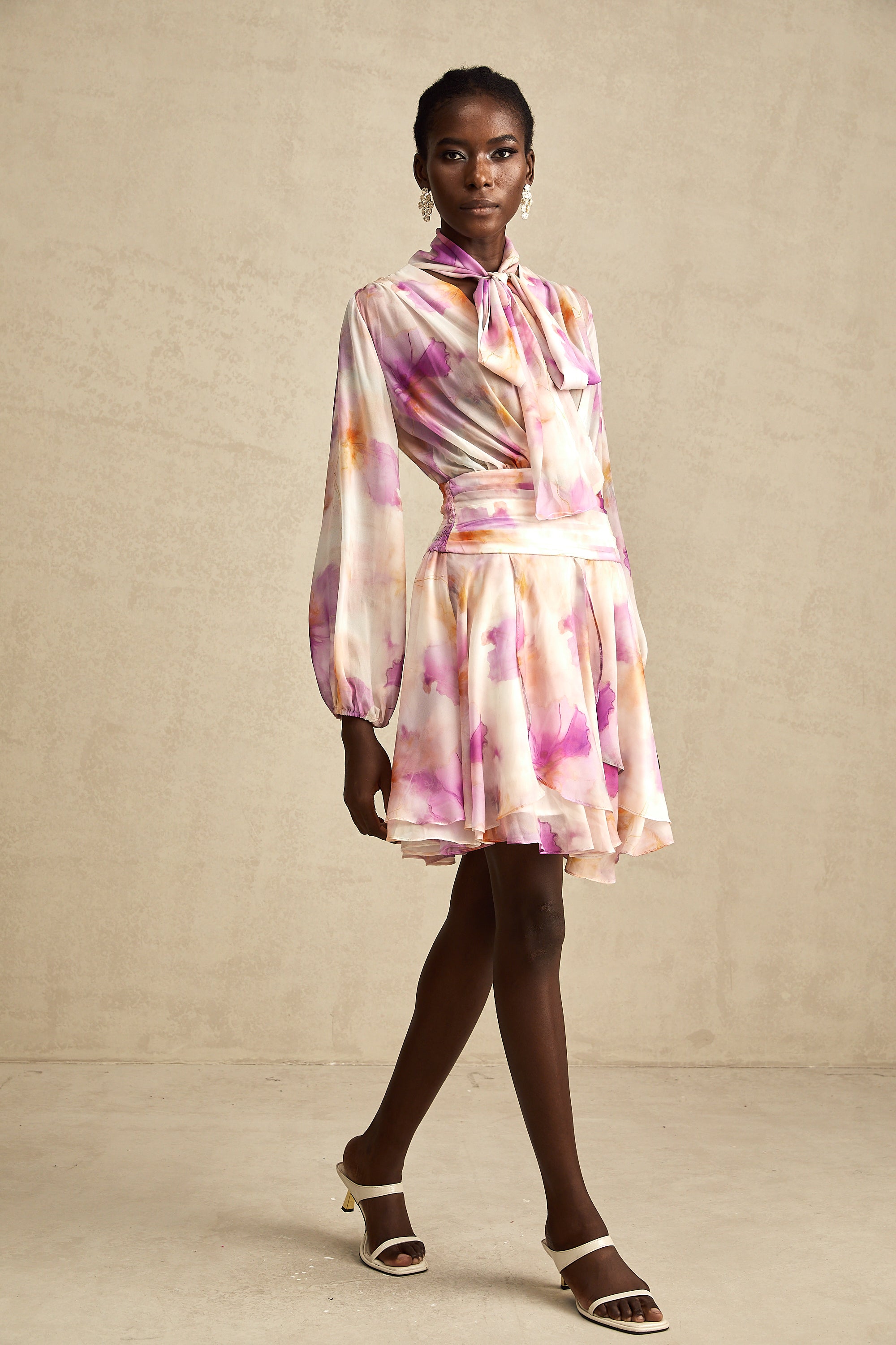 Maëlys floral-print V-neck mini dress (US Only)