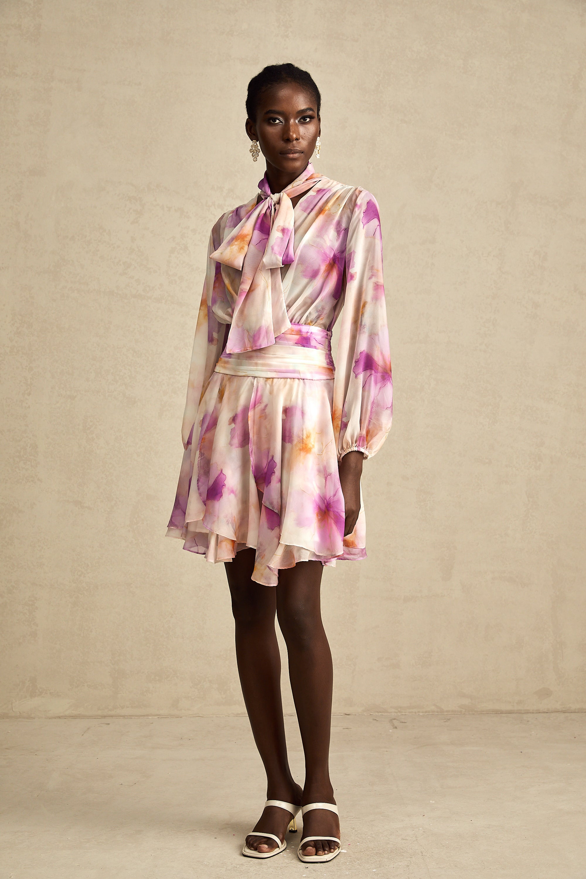 Maëlys floral-print V-neck mini dress (US Only)
