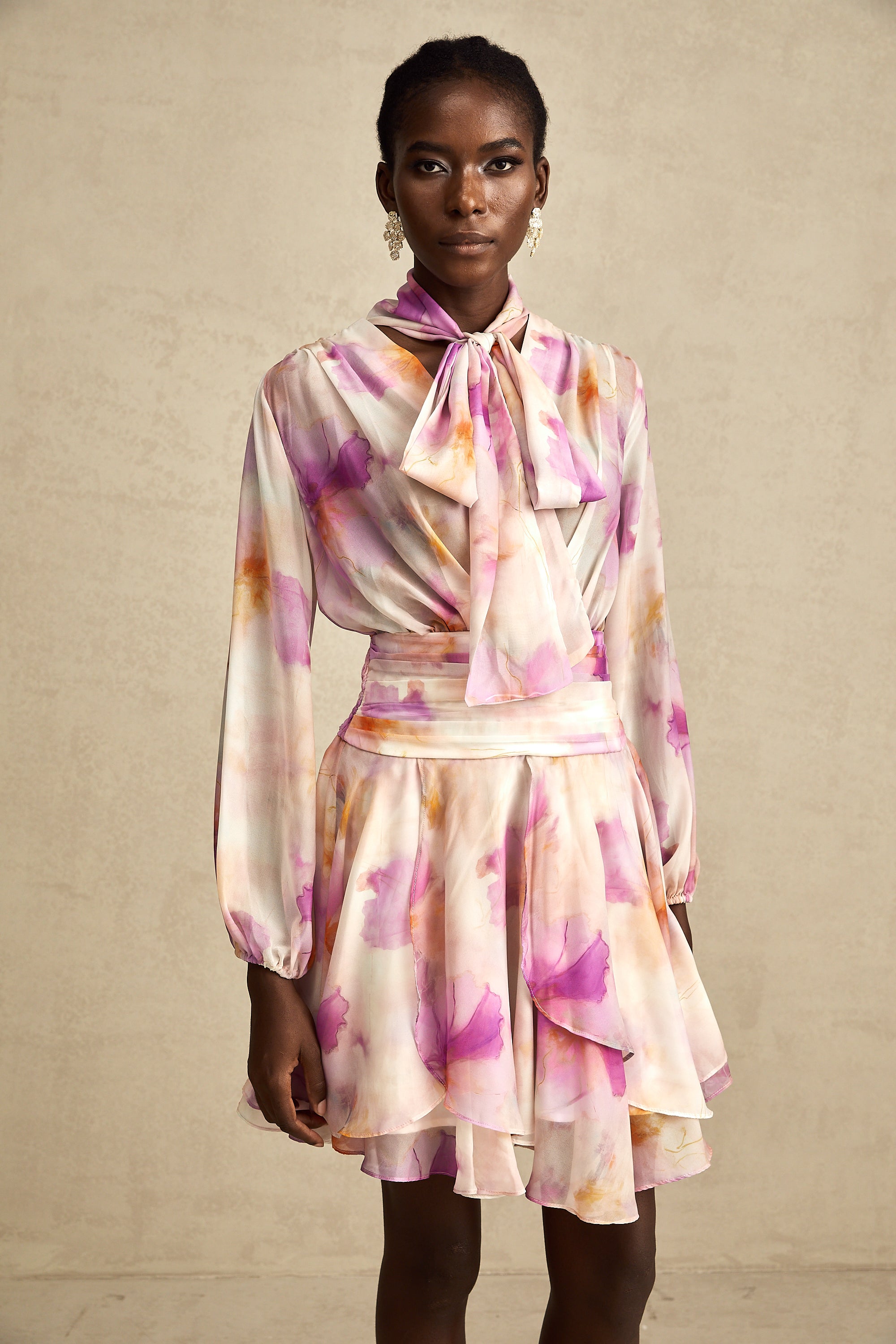 Maëlys floral-print V-neck mini dress (US Only)