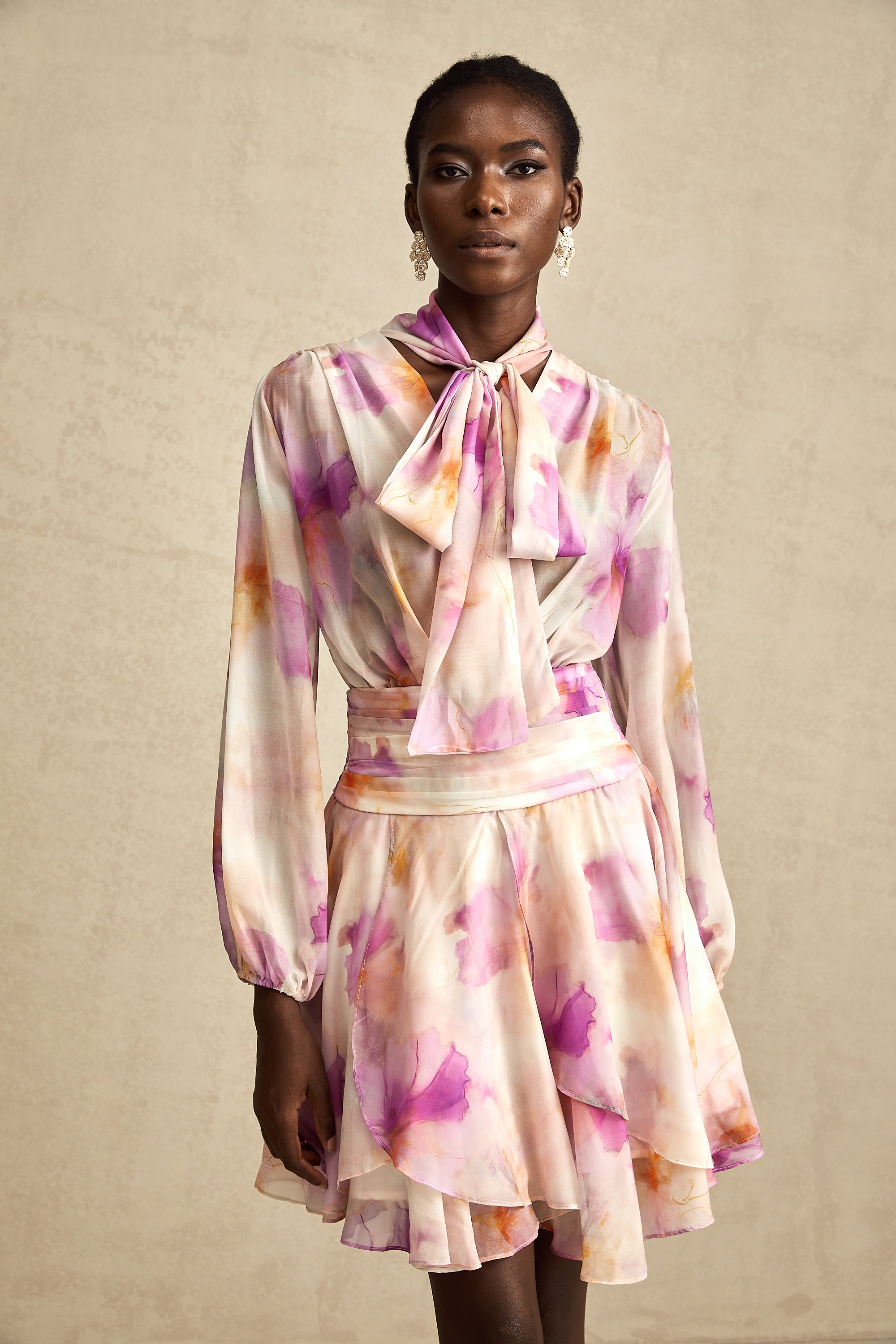 Maëlys floral-print V-neck mini dress (US Only)