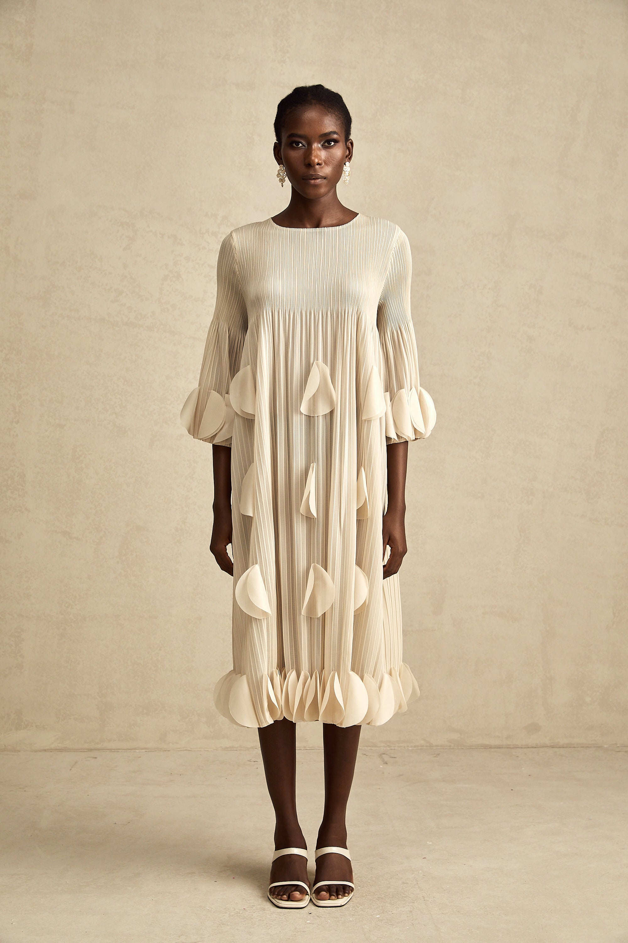 Alizée 3d-petal pleated midi dress (US Only)