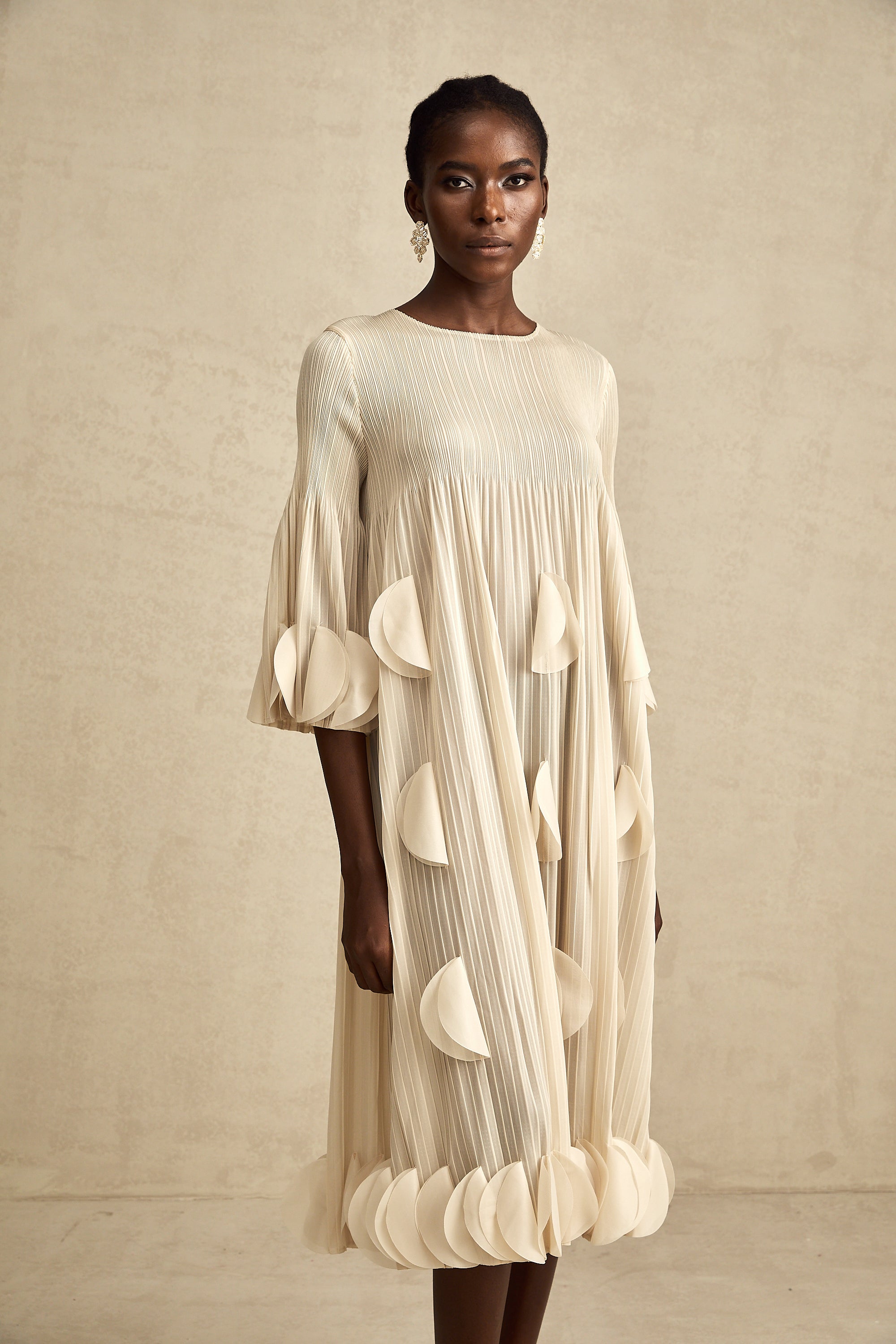 Alizée 3d-petal pleated midi dress (US Only)