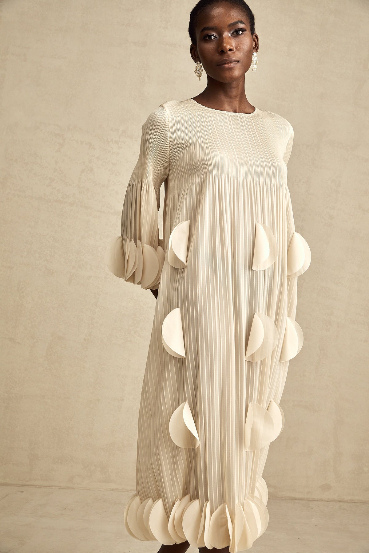 Alizée 3d-petal pleated midi dress