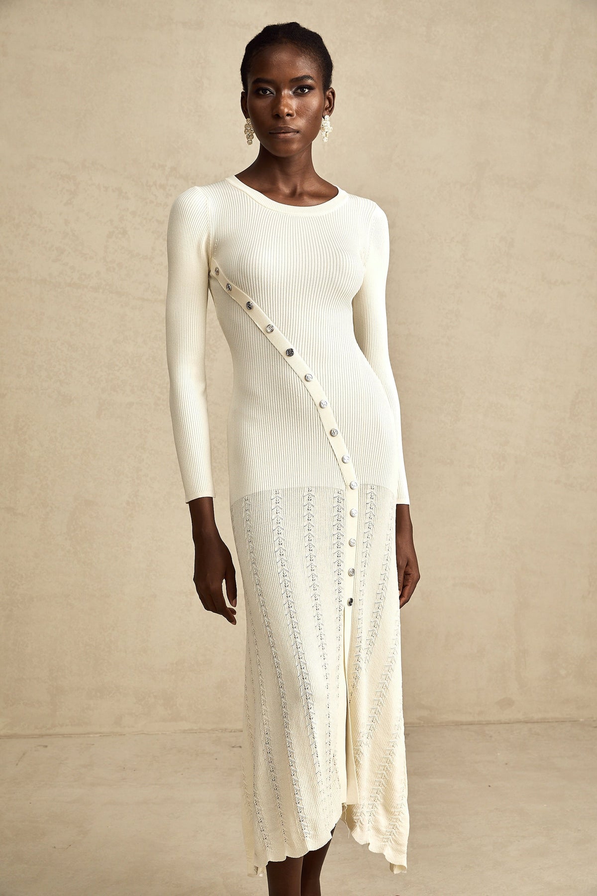 Éléonore button-embellished knitted midi dress
