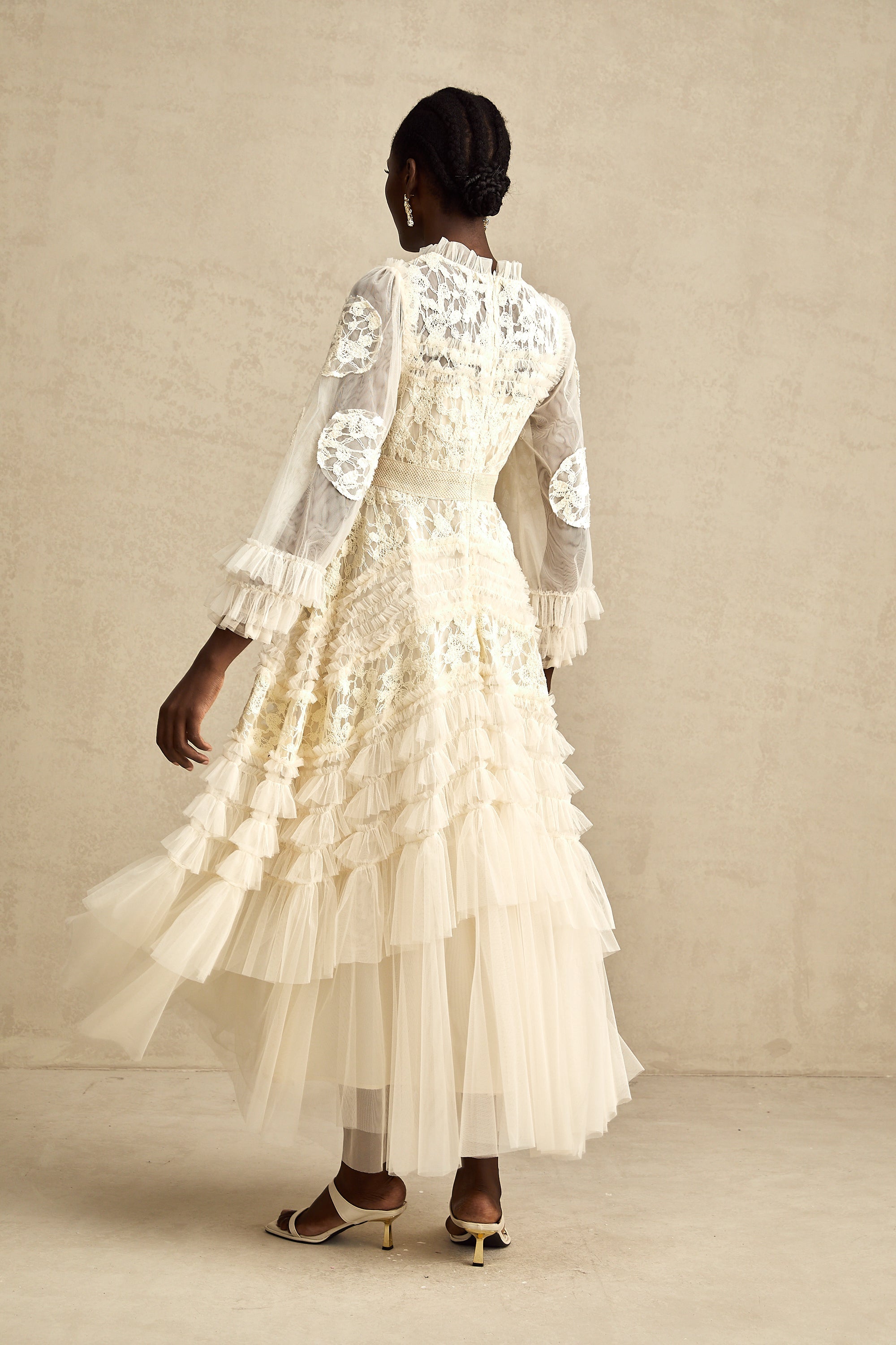 Capucine floral-embroidered layered tulle maxi dress