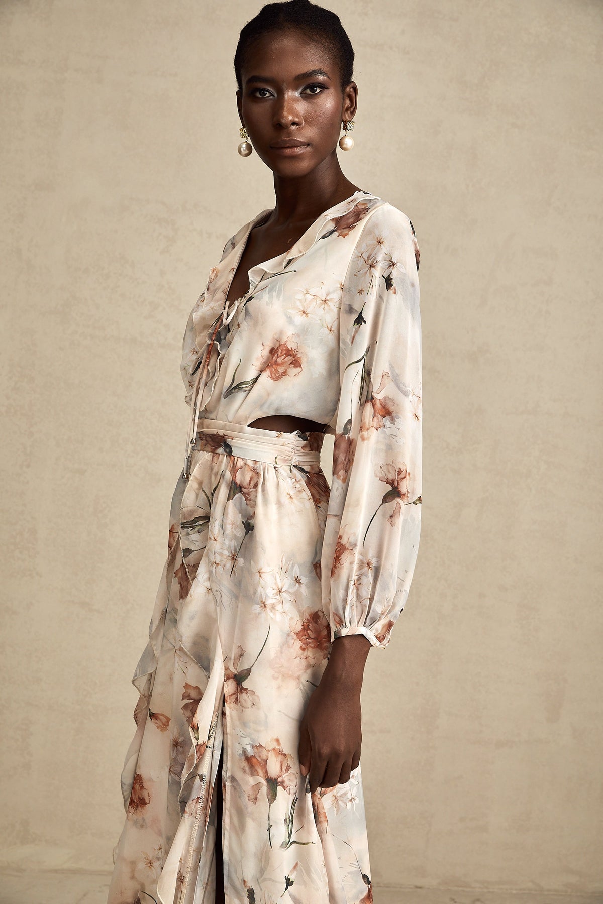 Bérengère floral-print open-waist midi dress