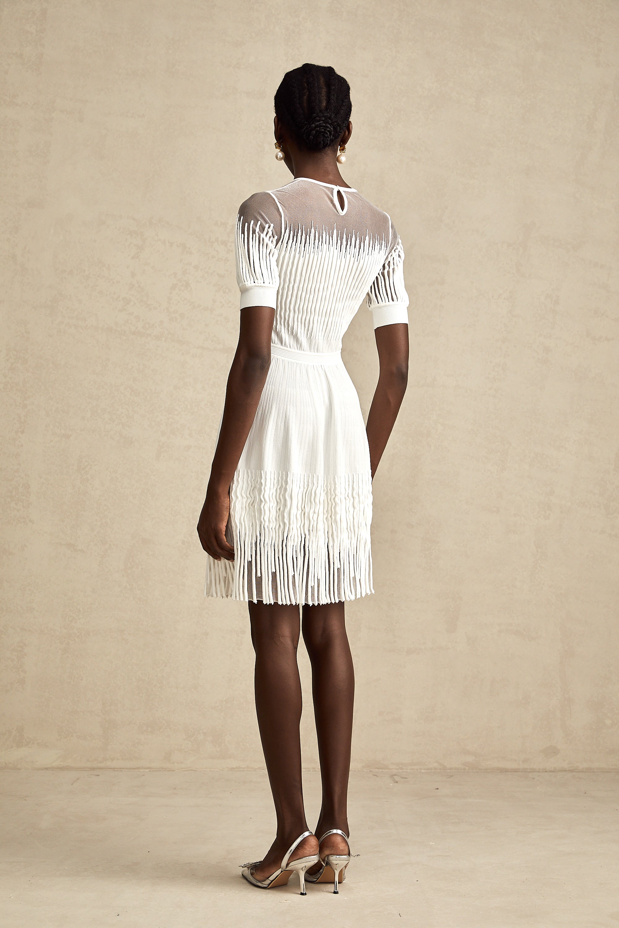 Juliette white fringe semi-sheer mini dress (US Only)
