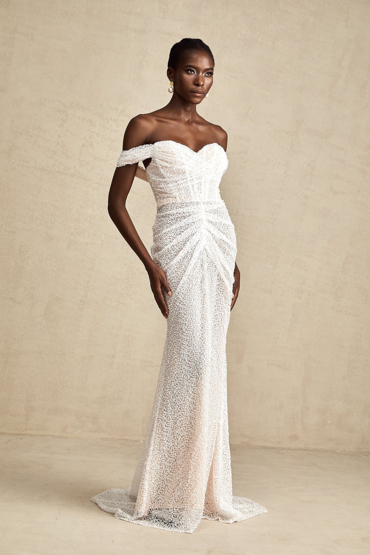 Margot white embellished off-shoulder maxi dress (Final Sale-US Only)