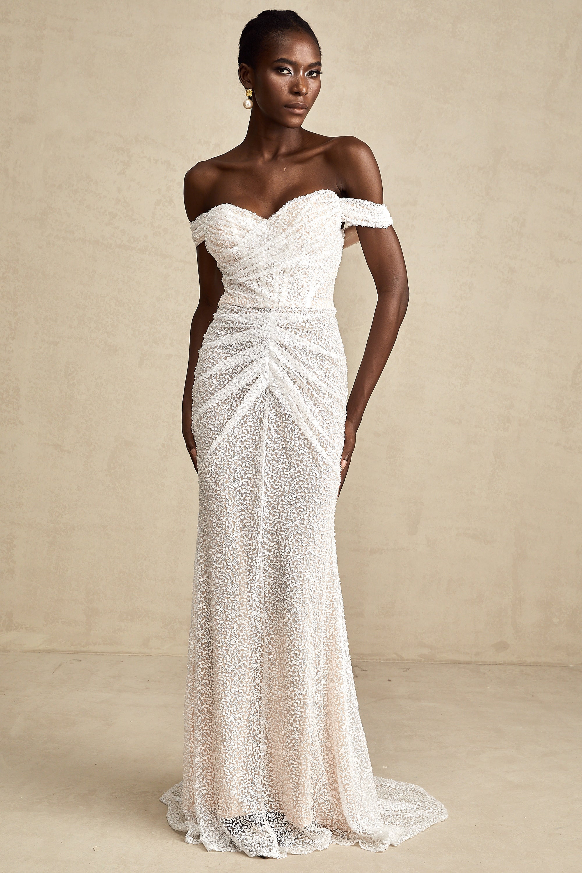 Margot white embellished off-shoulder maxi dress (Final Sale-US Only)