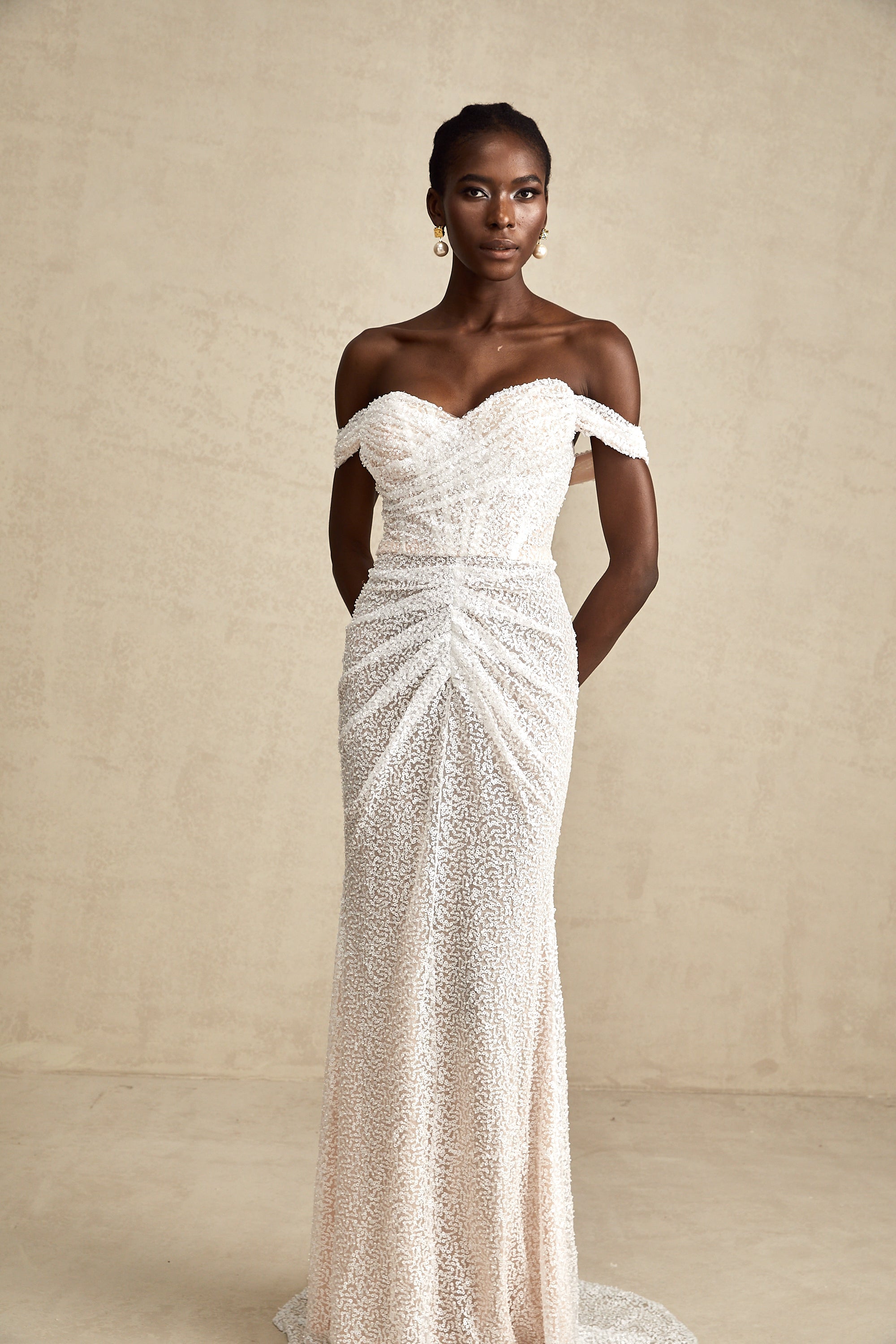 Margot white embellished off-shoulder maxi dress