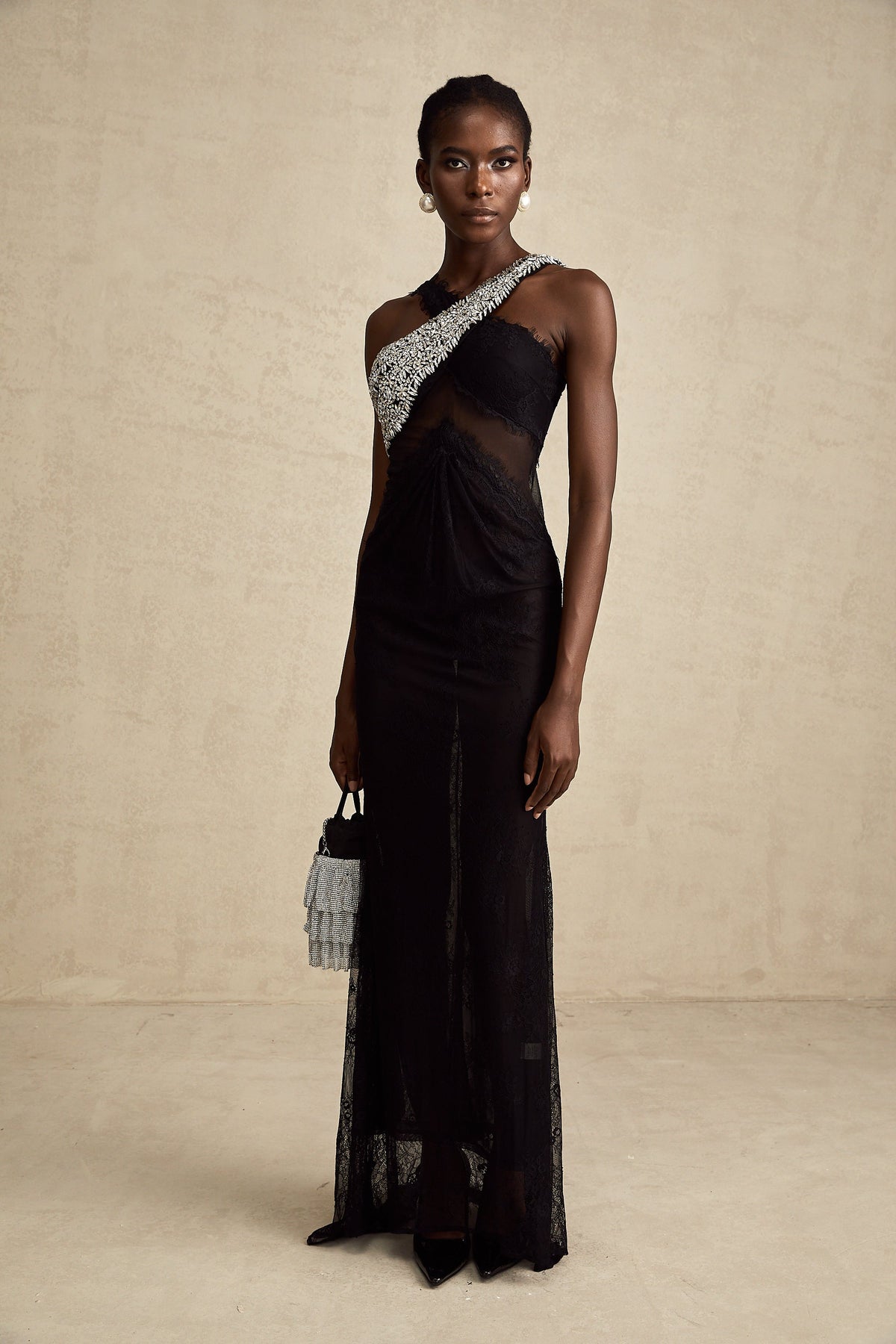Irène black crossover crystal-embellished maxi dress (Final Sale-US Only)