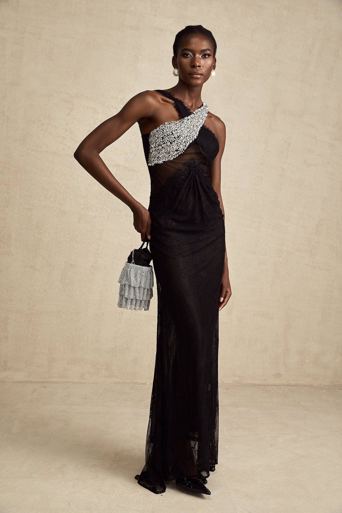 Irène black crossover crystal-embellished maxi dress (Final Sale-US Only)