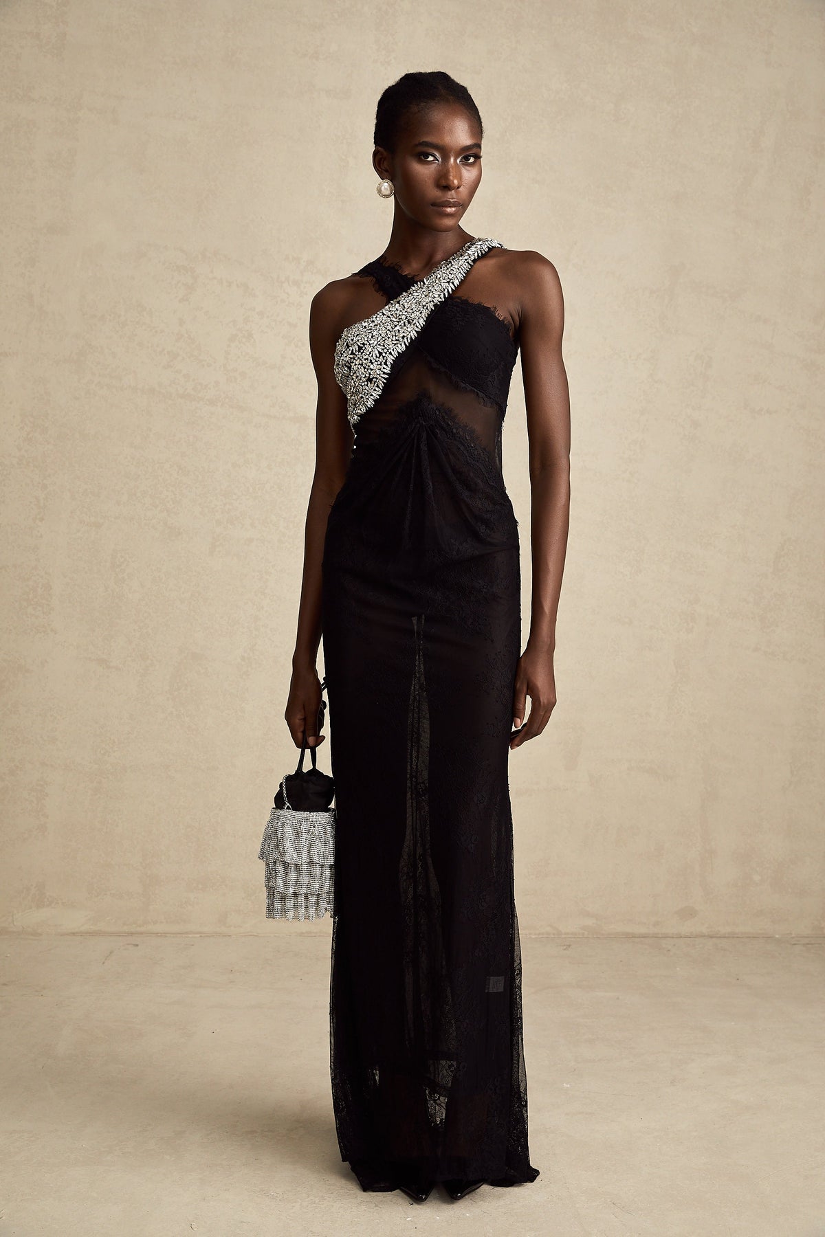 Irène black crossover crystal-embellished maxi dress (Final Sale-US Only)