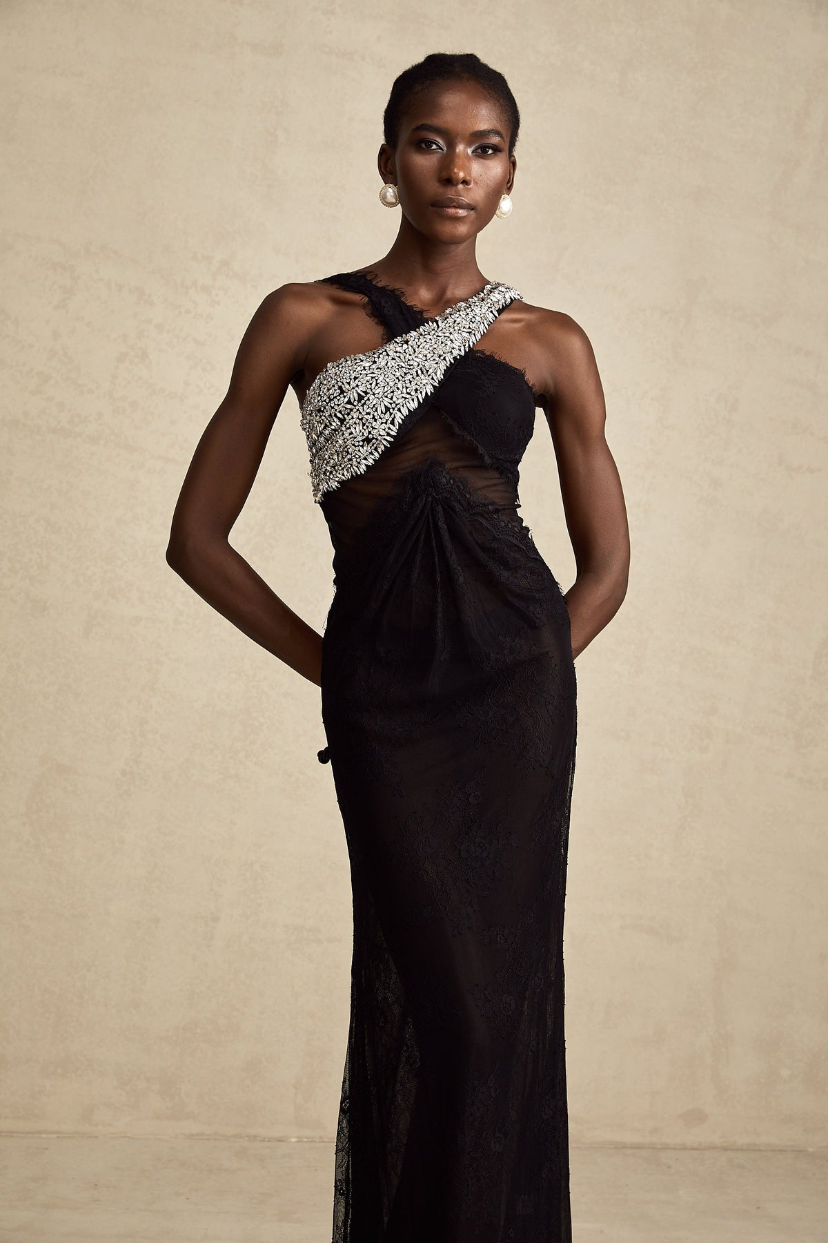 Irène black crossover crystal-embellished maxi dress (Final Sale-US Only)
