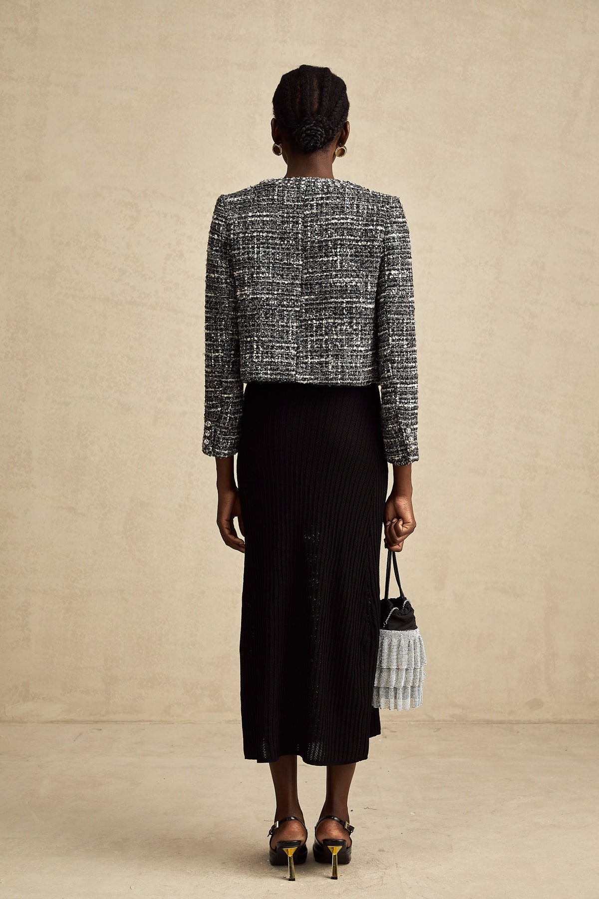 Éloïse black bouclé tweed jacket