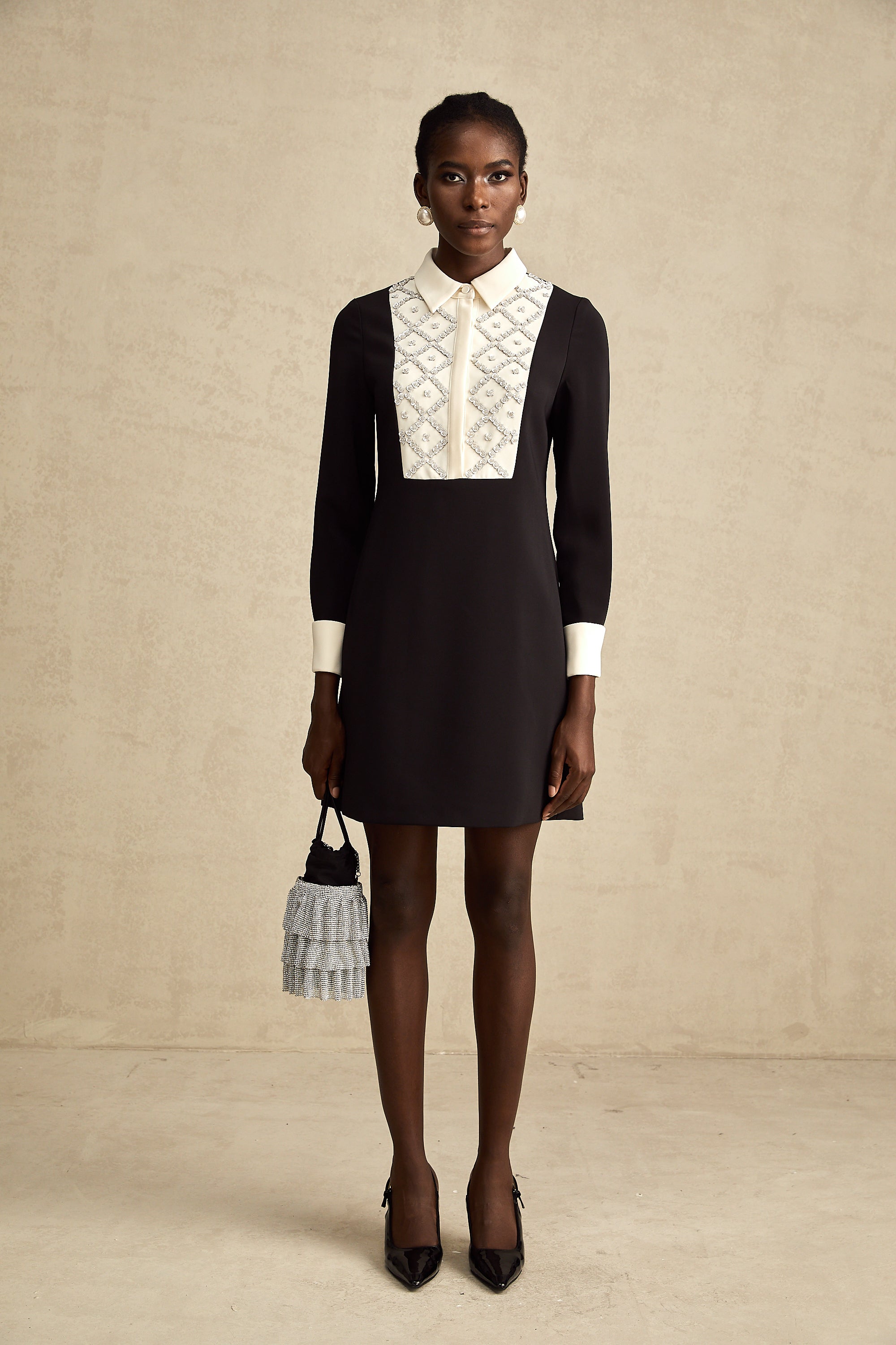 Esmée Two Tone Embellished Mini Dress (Final Sale-US Only)