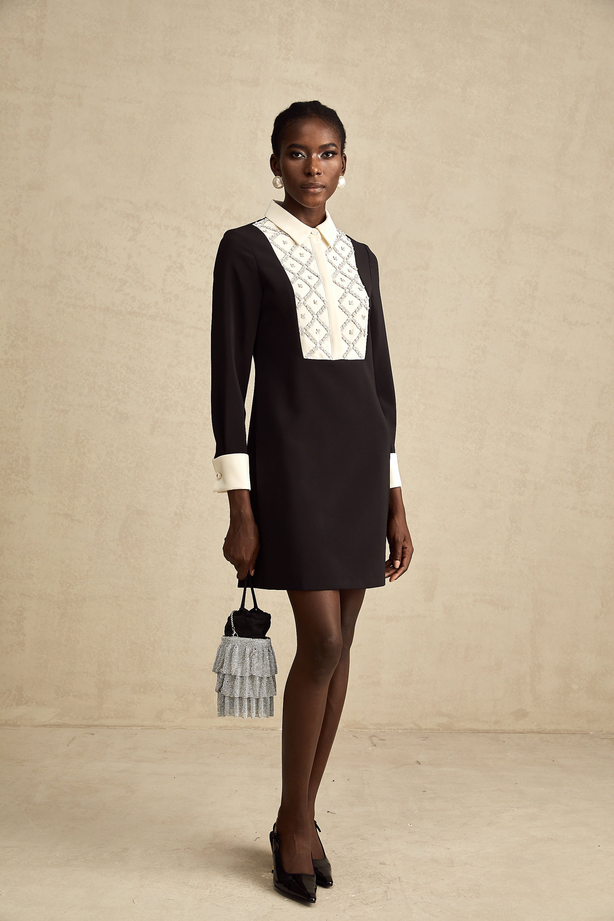 Esmée Two Tone Embellished Mini Dress (Final Sale-US Only)