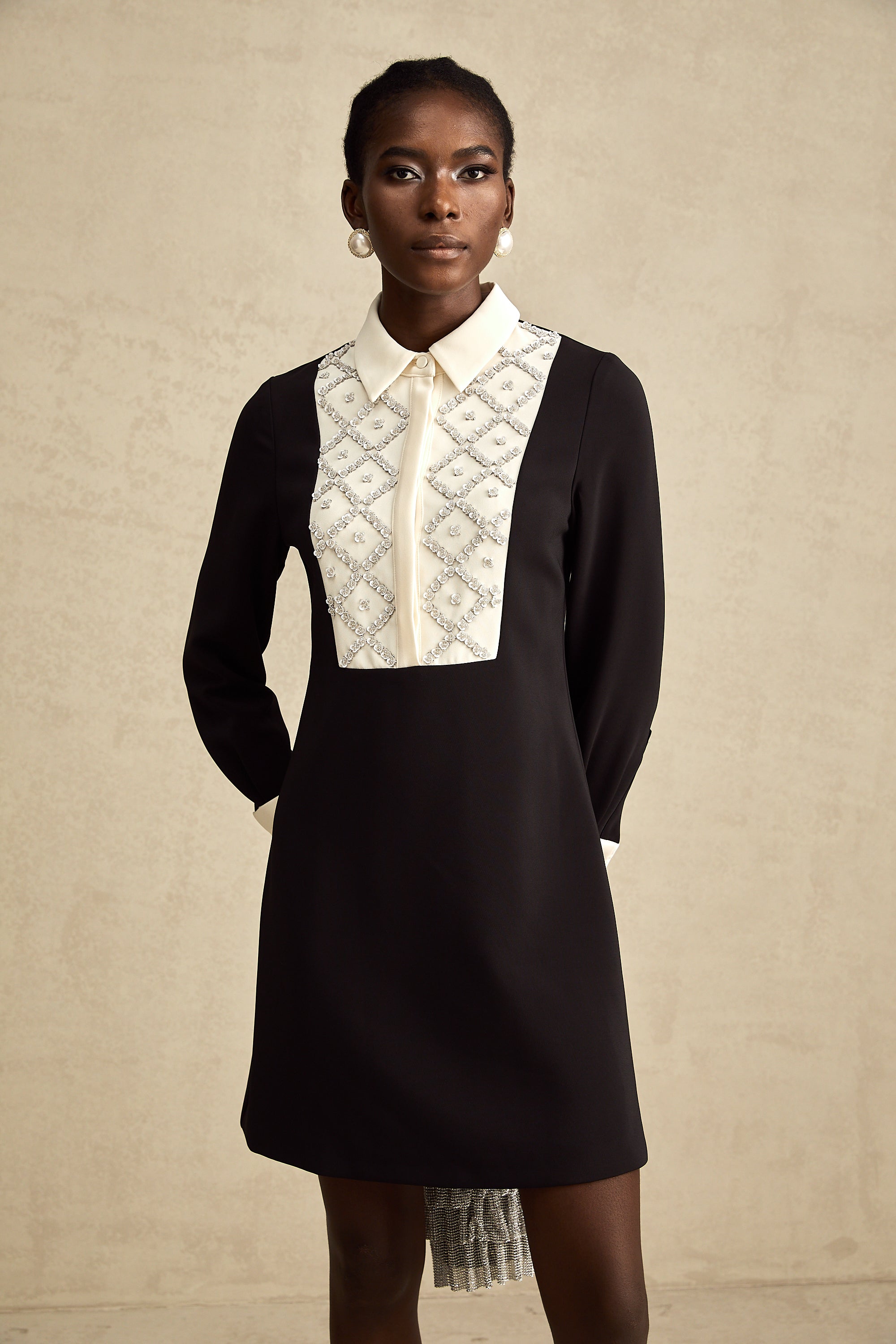 Esmée Two Tone Embellished Mini Dress (Final Sale-US Only)