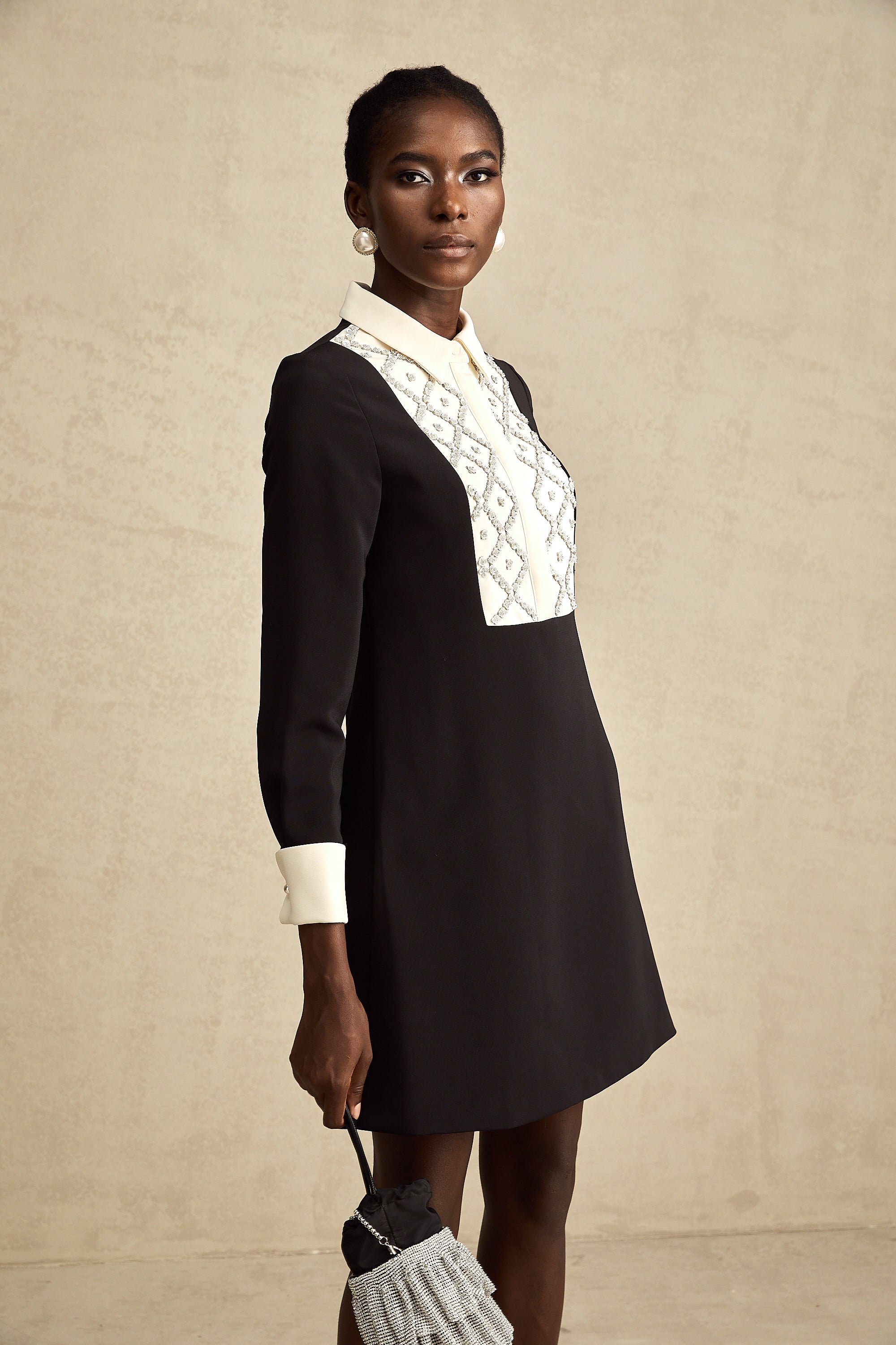 Esmée Two Tone Embellished Mini Dress (Final Sale-US Only)