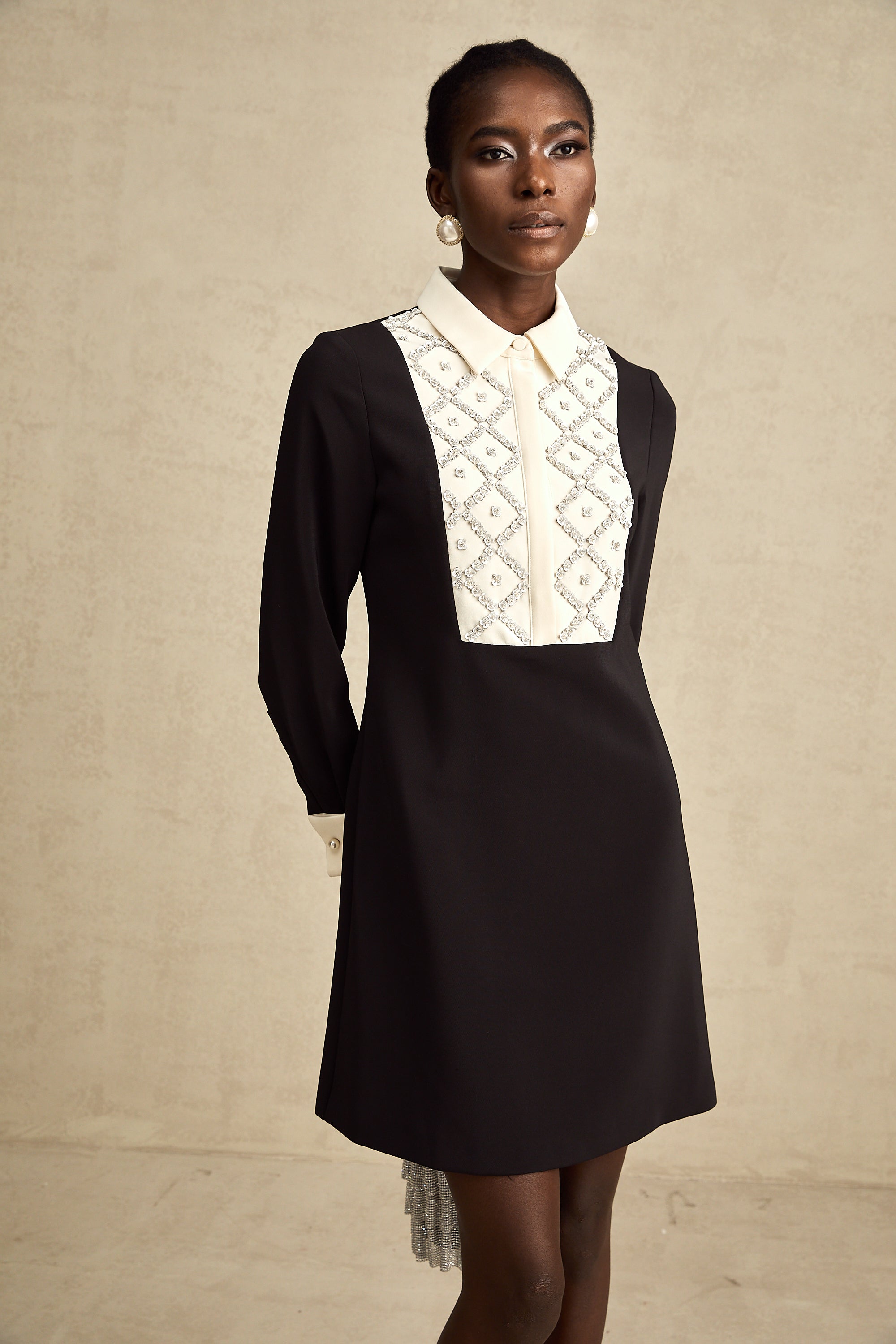 Esmée Two Tone Embellished Mini Dress (Final Sale-US Only)