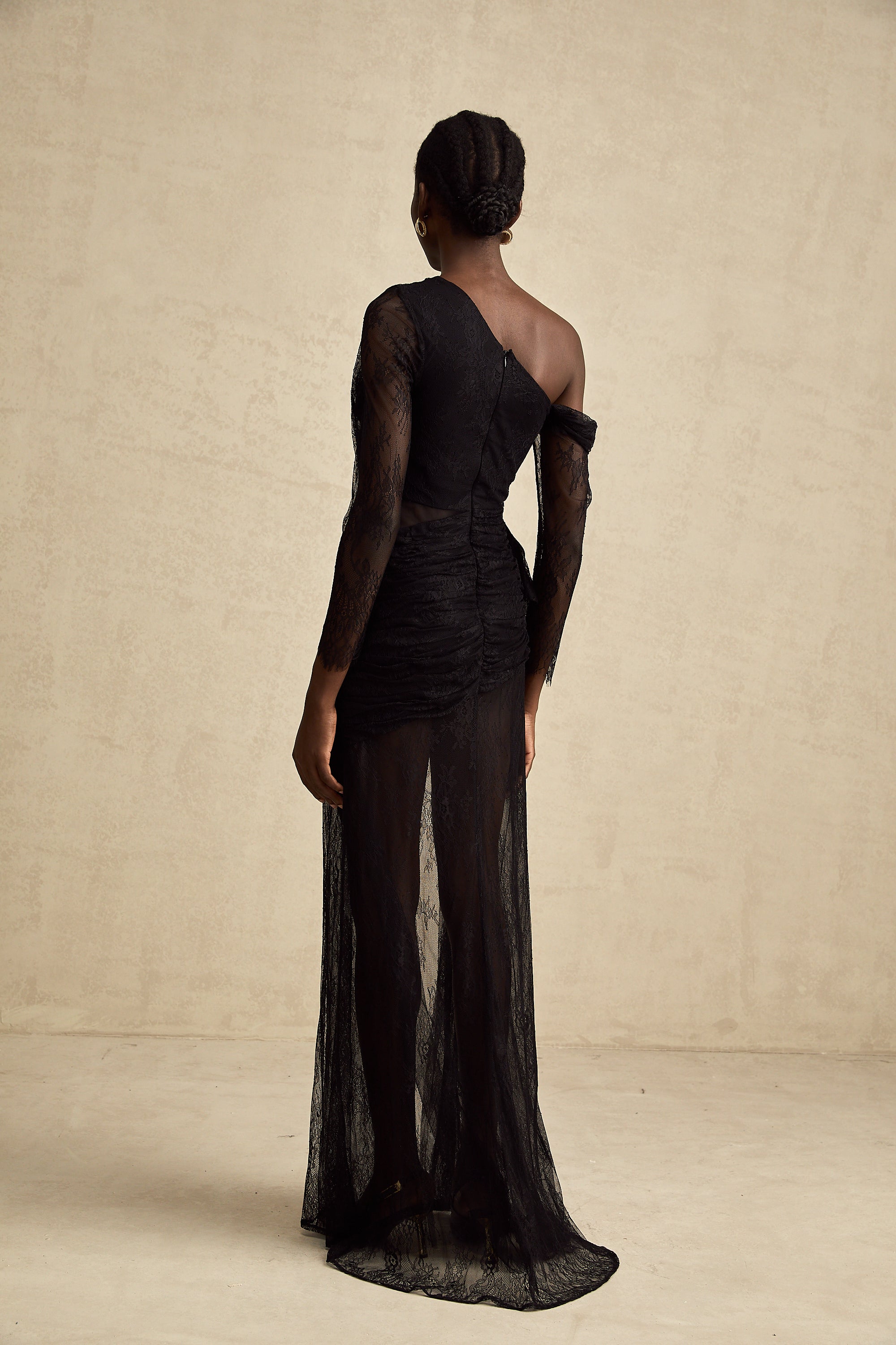 Jeanne black one-shoulder cut-out maxi dress (Final Sale-US Only)