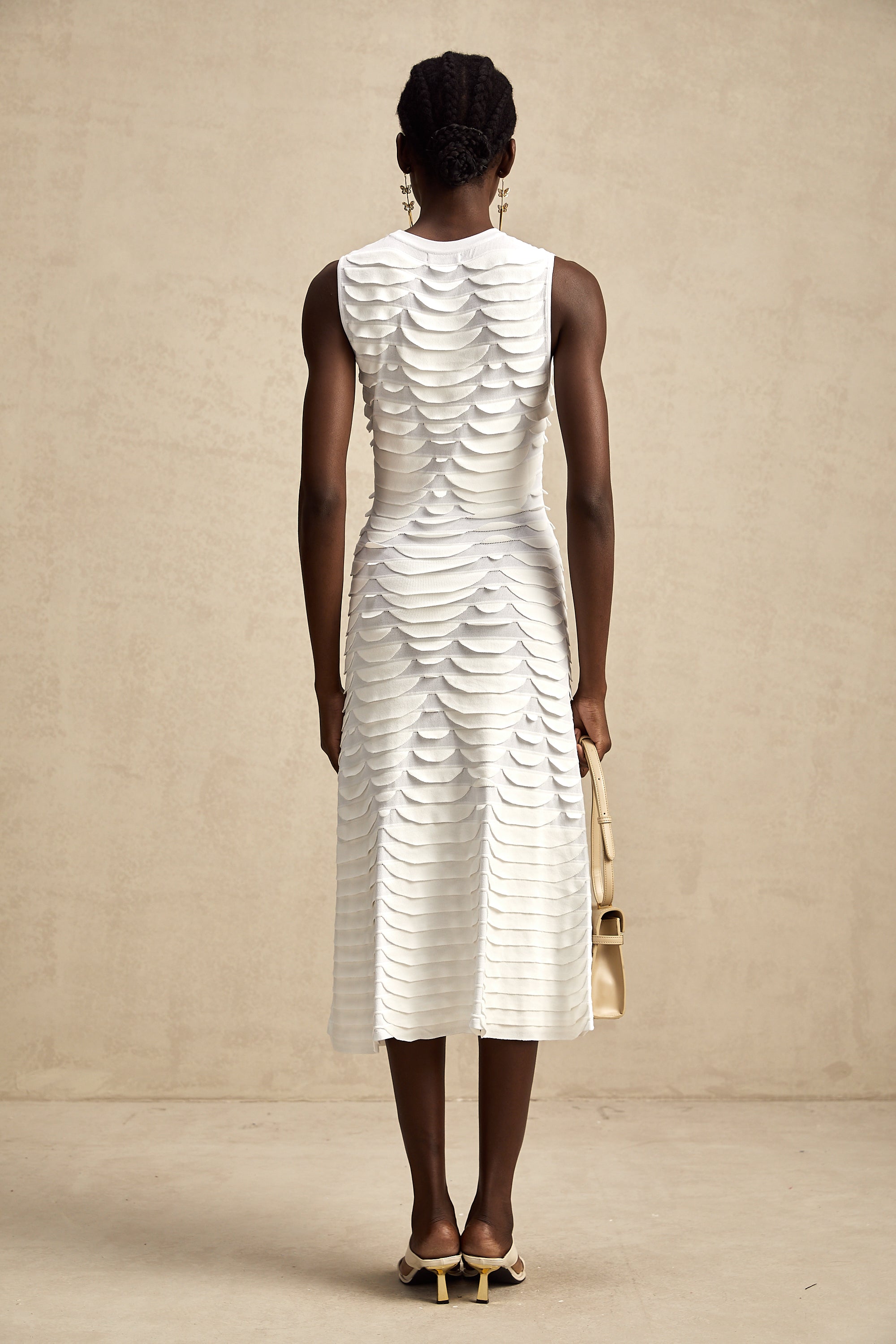 Anna snake-pattern godet midi dress