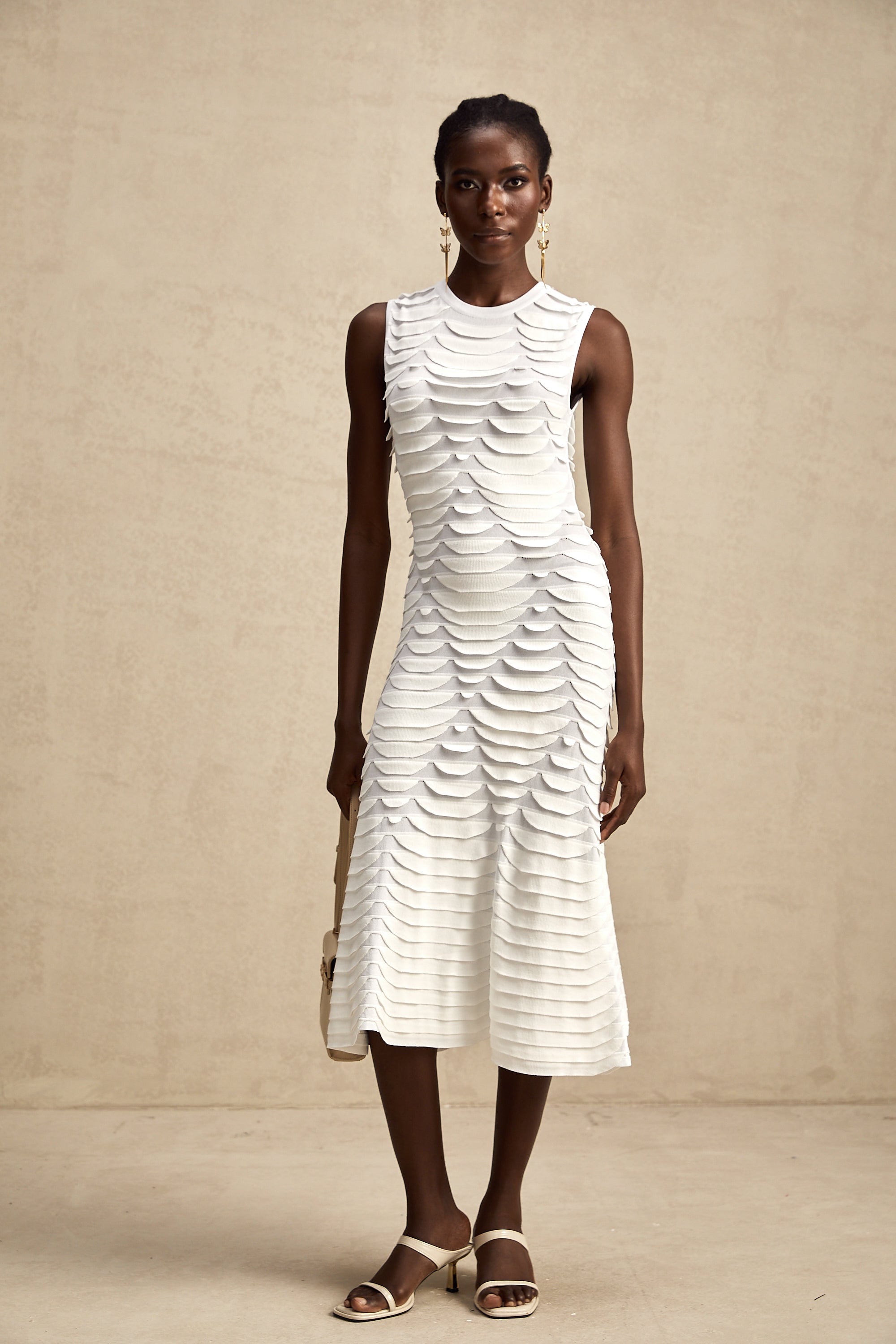 Anna snake-pattern godet midi dress