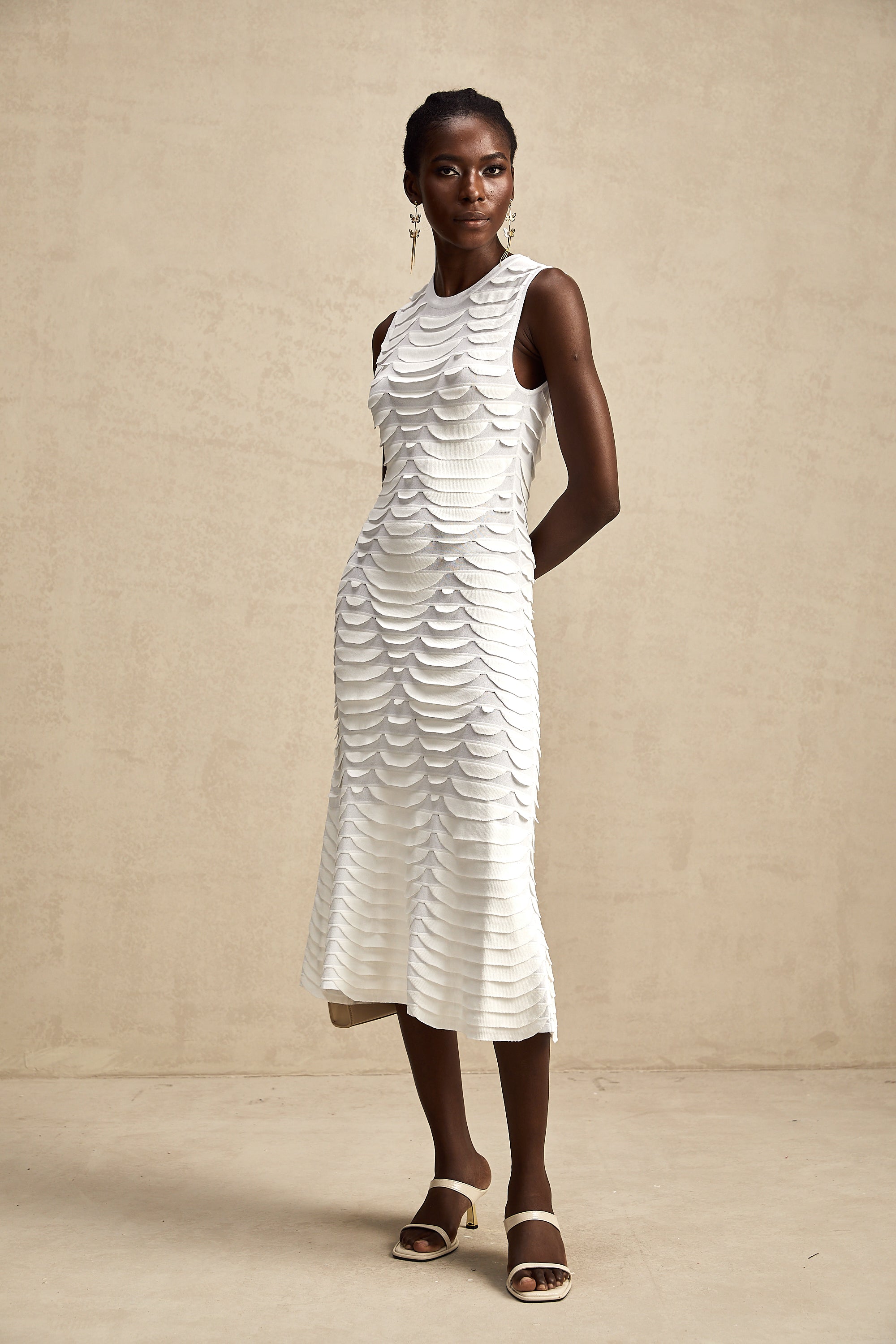 Anna snake-pattern godet midi dress