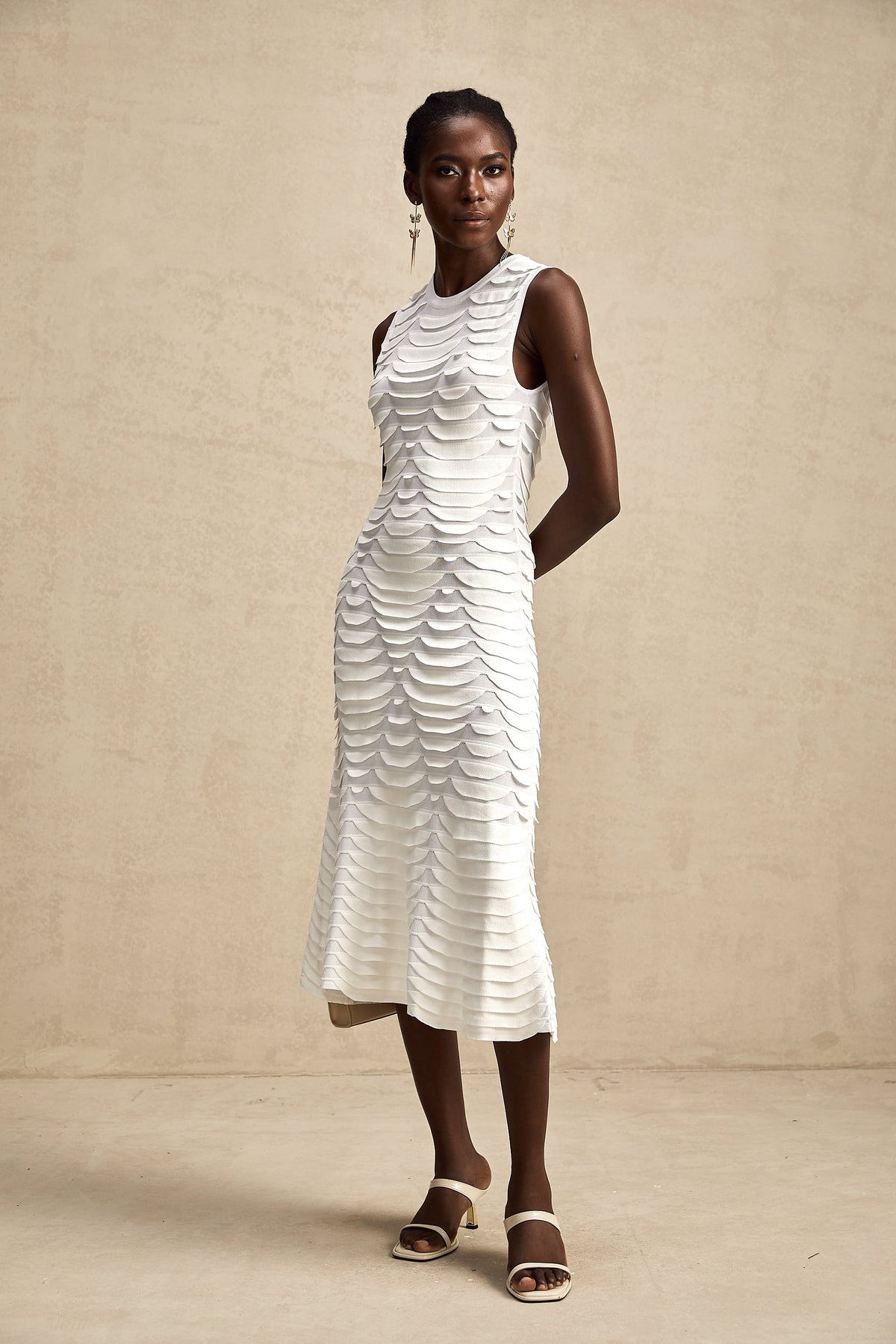 Anna snake-pattern godet midi dress