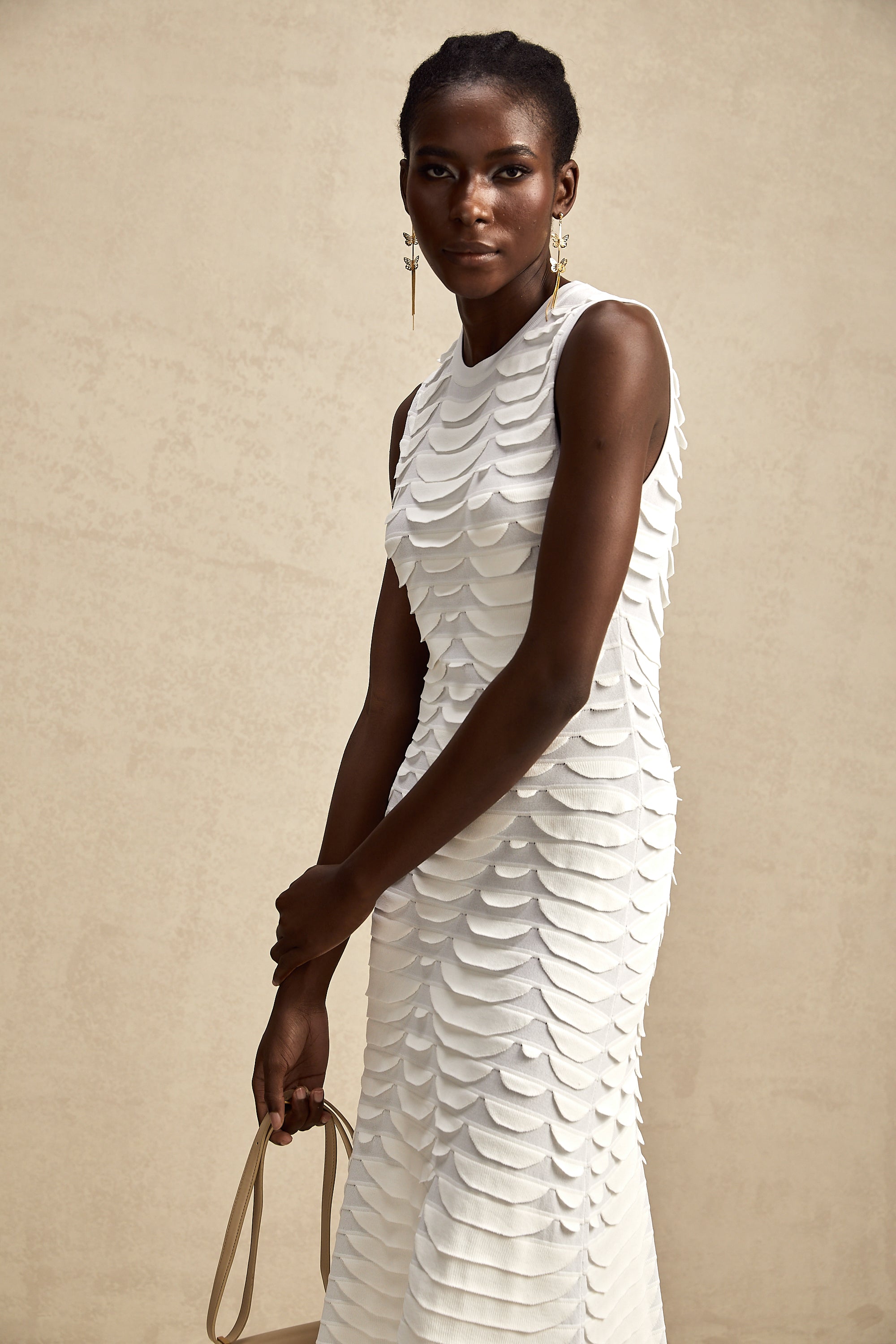 Anna snake-pattern godet midi dress