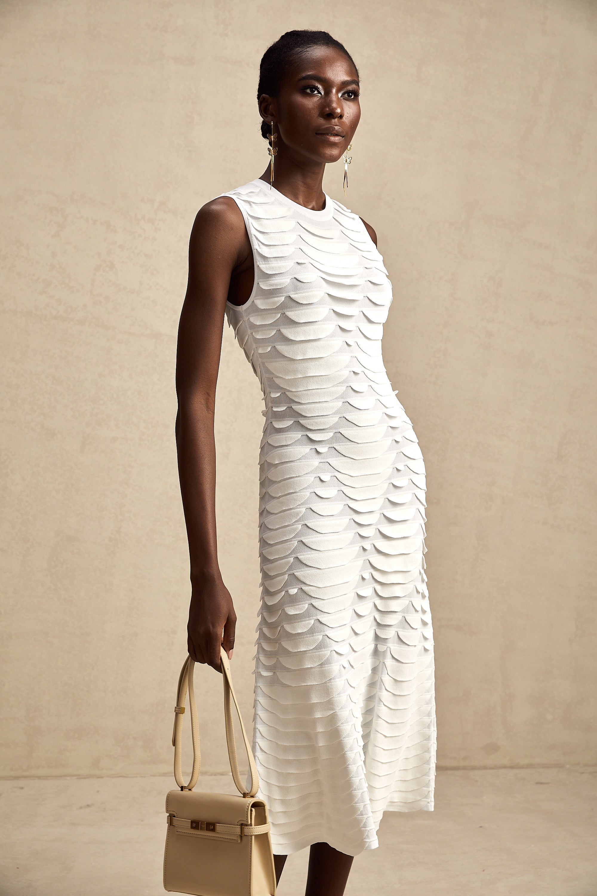 Anna snake-pattern godet midi dress