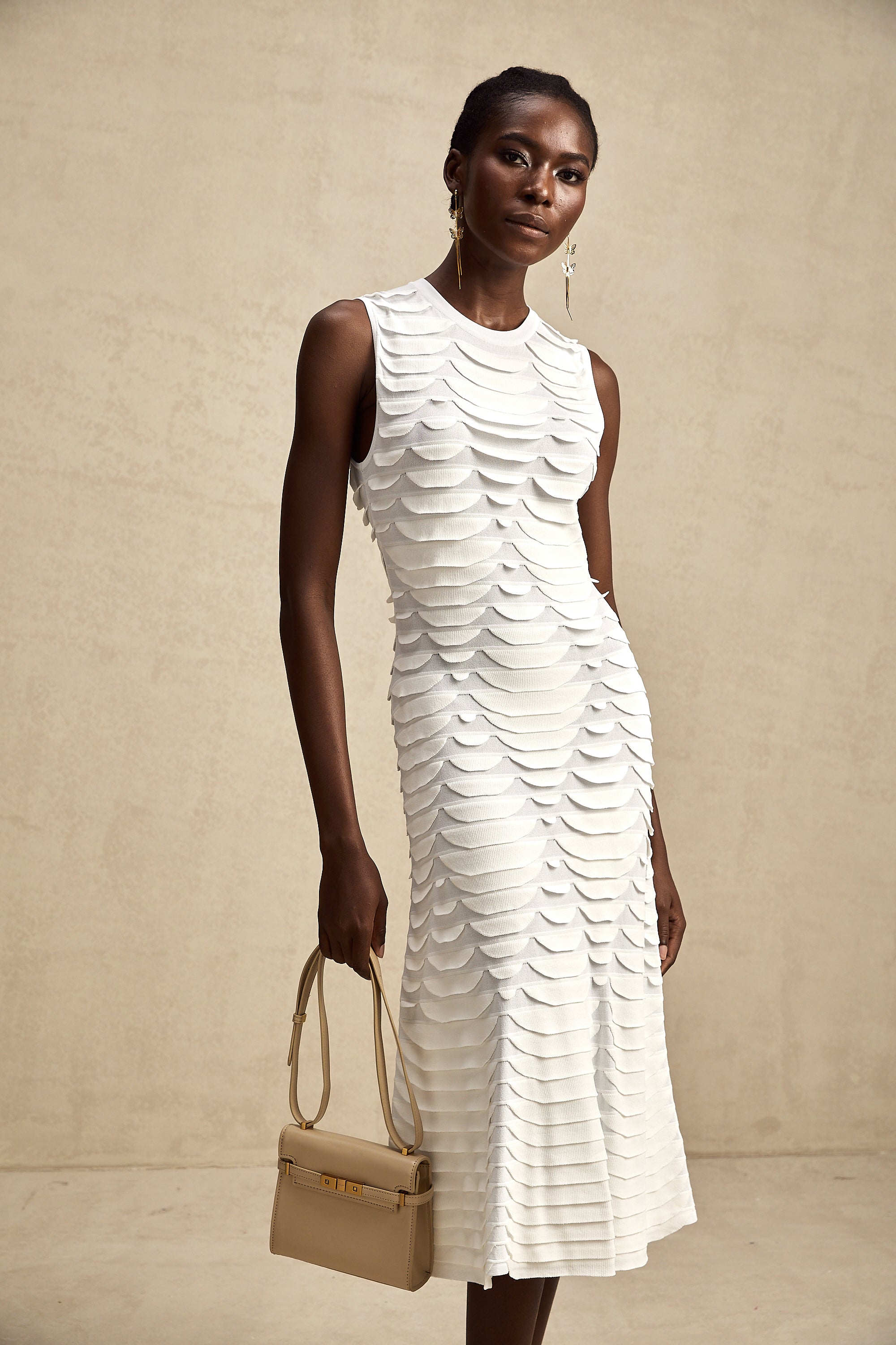 Anna snake-pattern godet midi dress