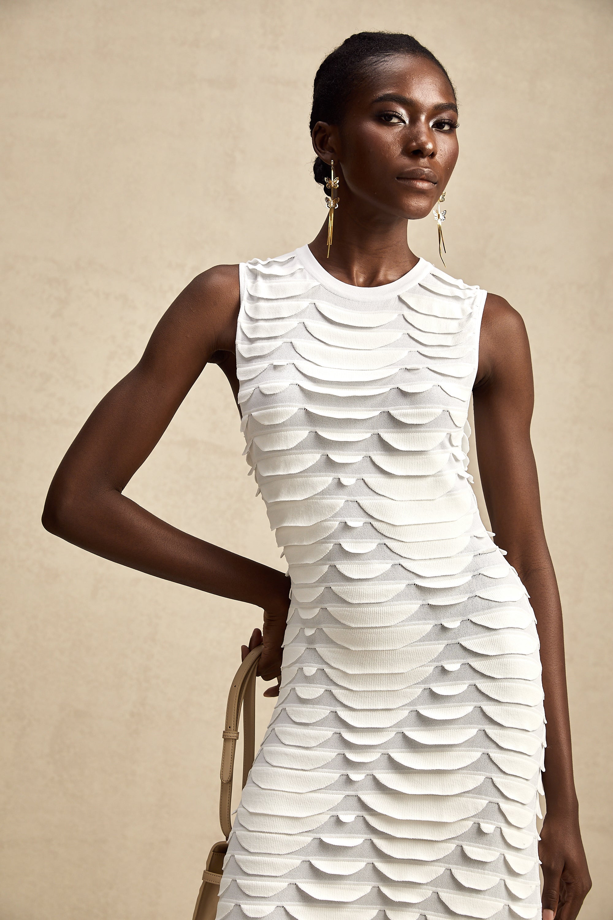Anna snake-pattern godet midi dress