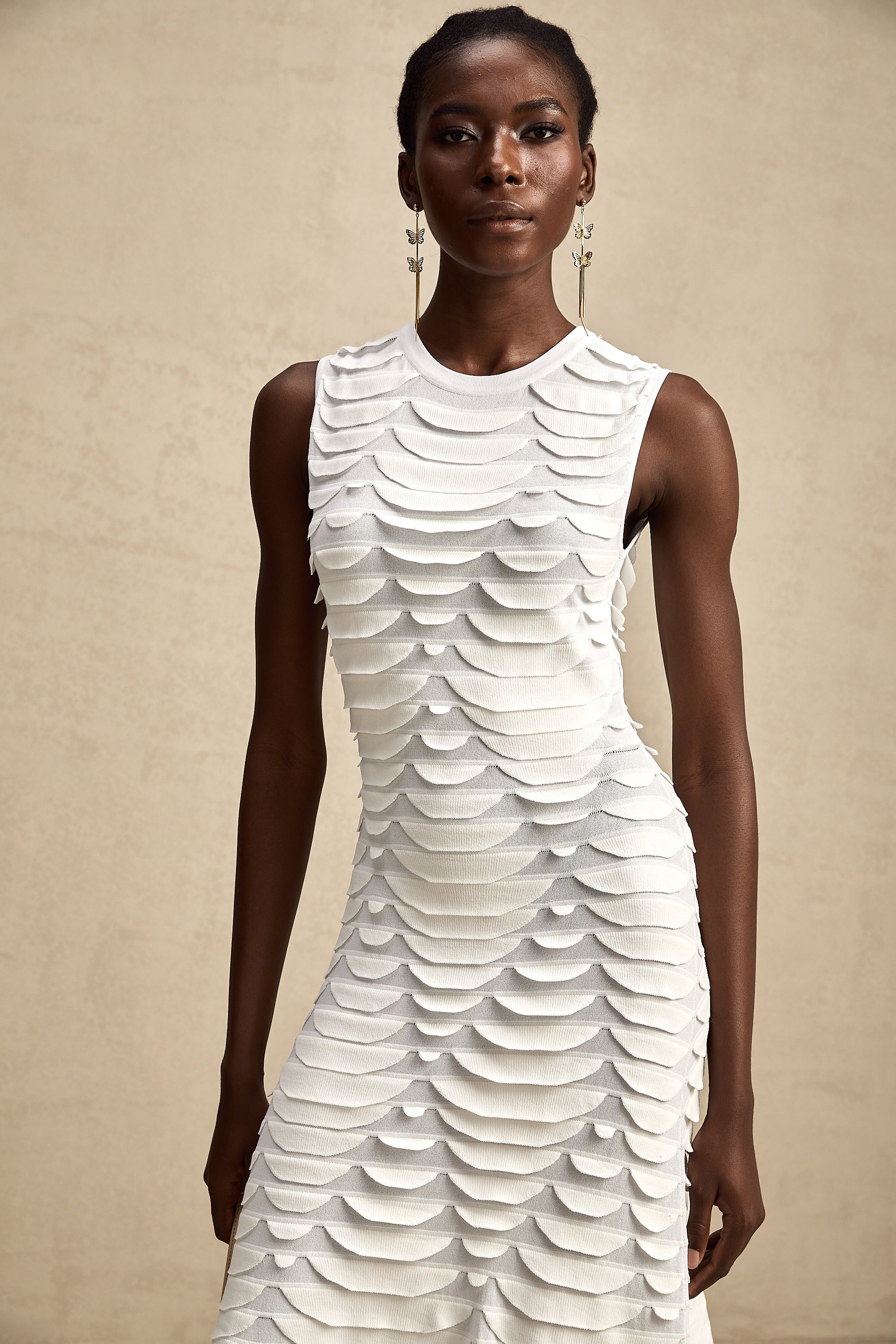 Anna snake-pattern godet midi dress