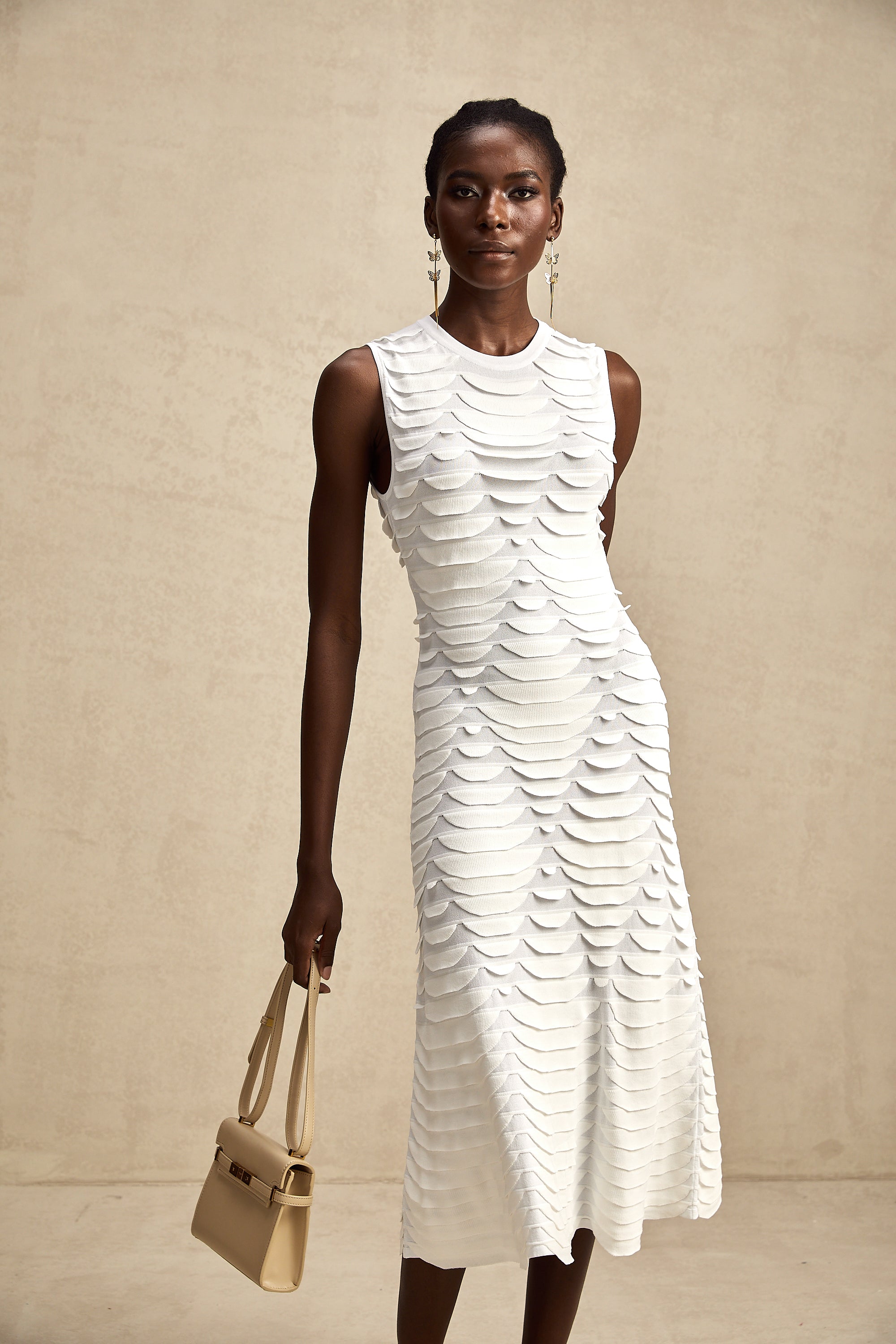 Anna snake-pattern godet midi dress