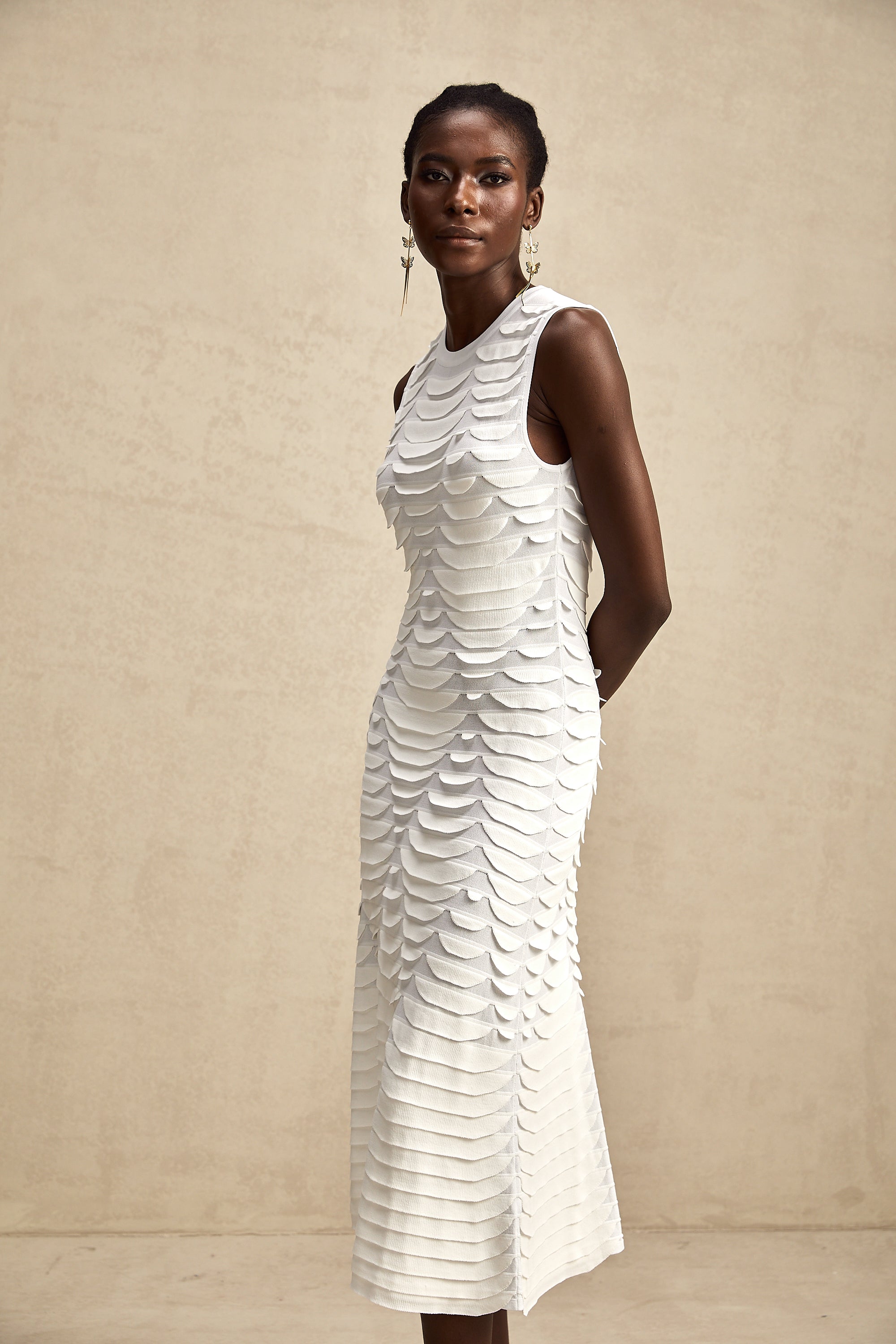 Anna snake-pattern godet midi dress
