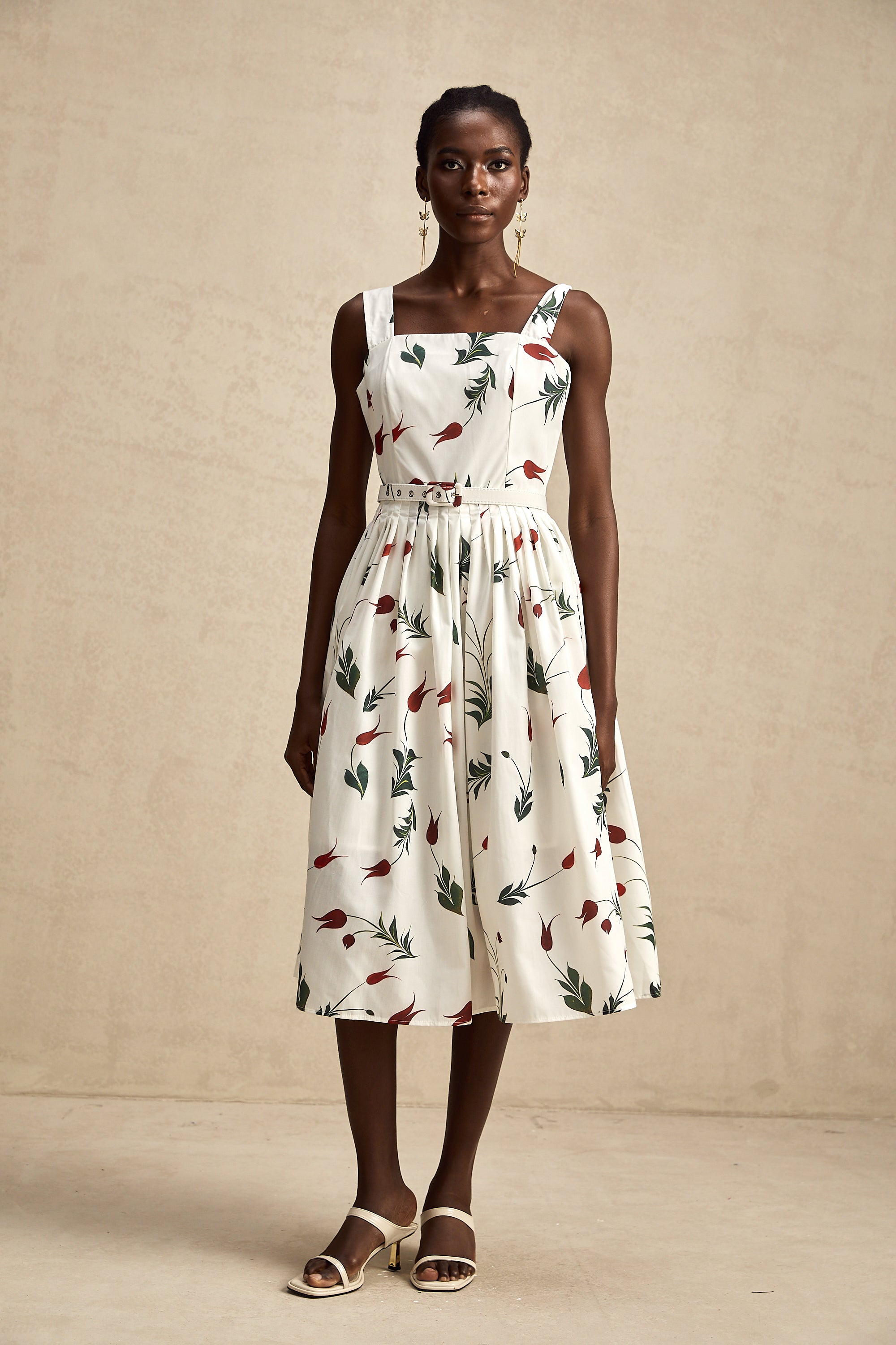 Ginevra floral-print poplin midi dress